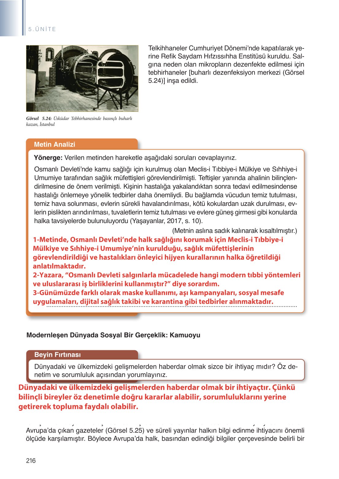 11. Sınıf Meb Yayınları Coğrafya Ders Kitabı Sayfa 216 Cevapları