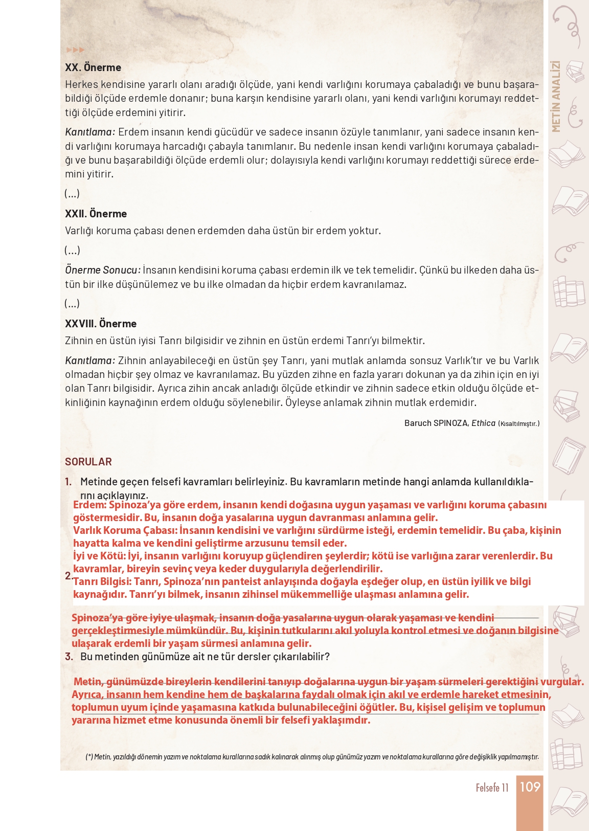 11. Sınıf Meb Yayınları Felsefe Ders Kitabı Sayfa 109 Cevapları