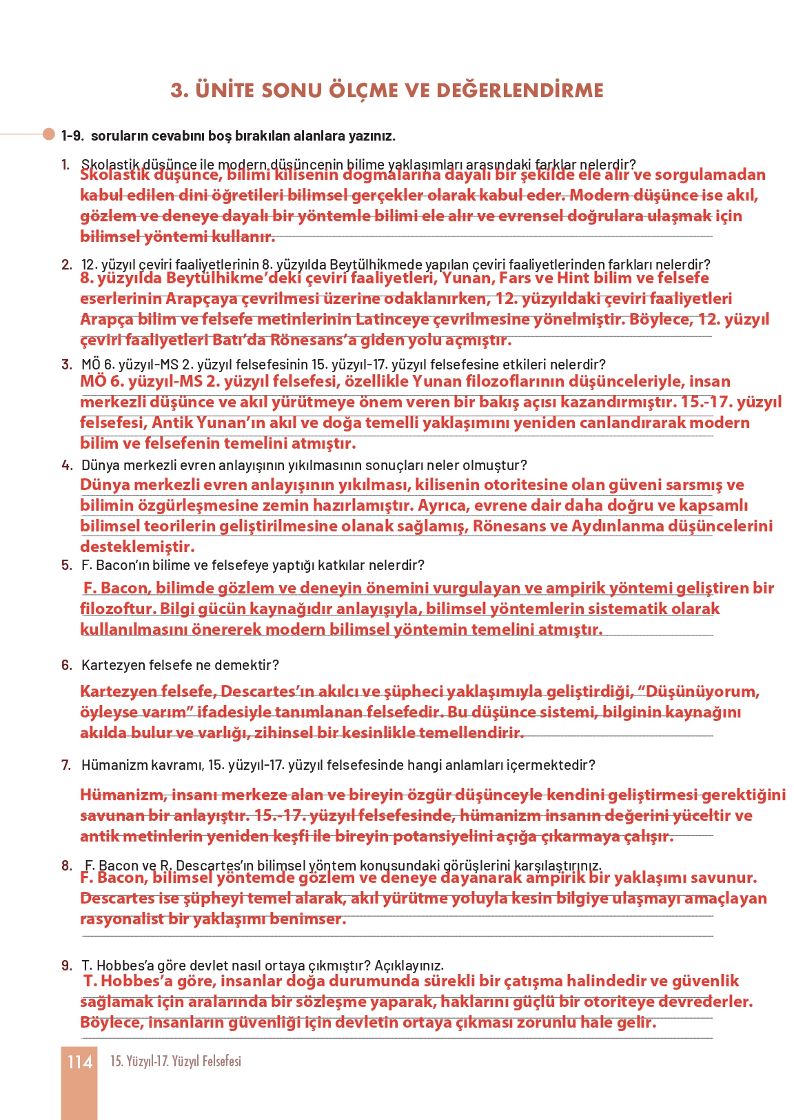 11. Sınıf Meb Yayınları Felsefe Ders Kitabı Sayfa 114 Cevapları