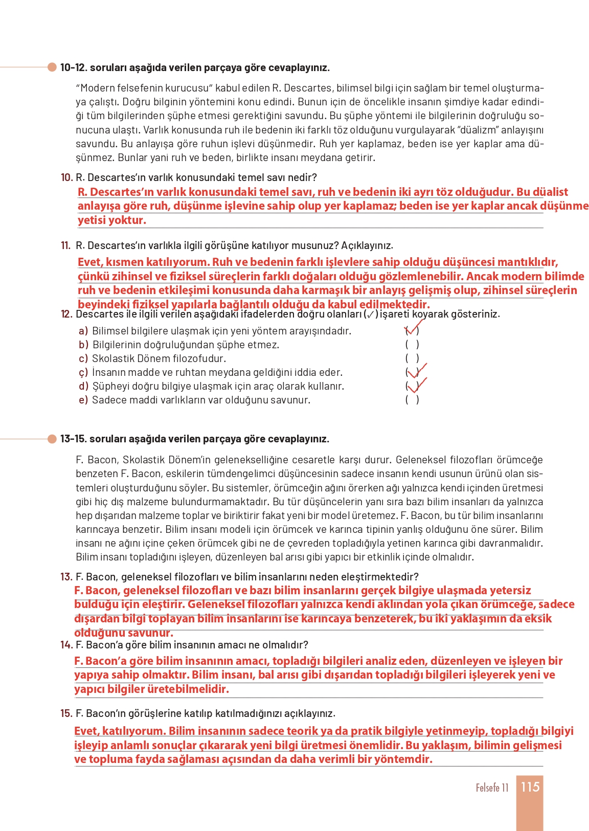 11. Sınıf Meb Yayınları Felsefe Ders Kitabı Sayfa 115 Cevapları
