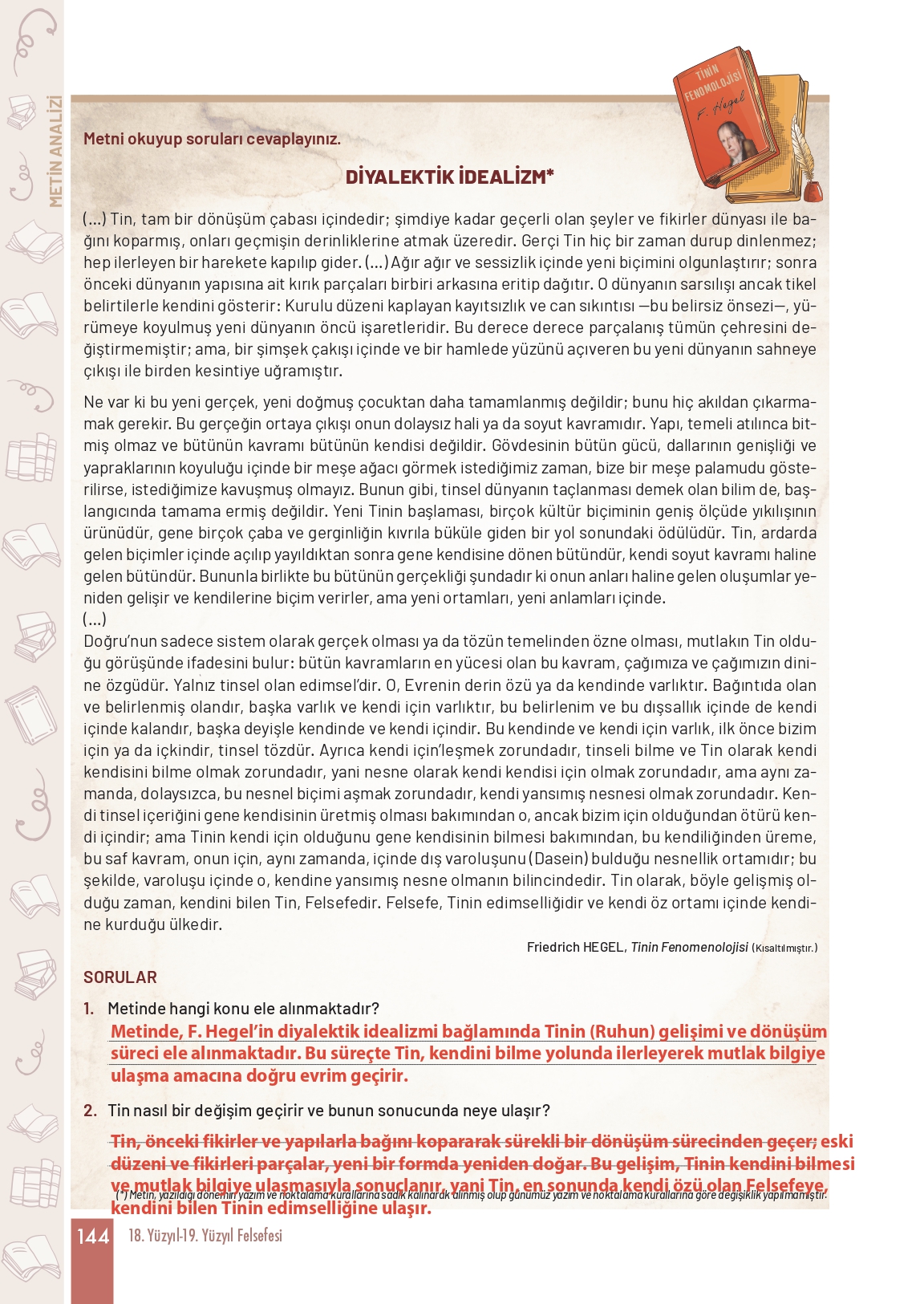 11. Sınıf Meb Yayınları Felsefe Ders Kitabı Sayfa 144 Cevapları