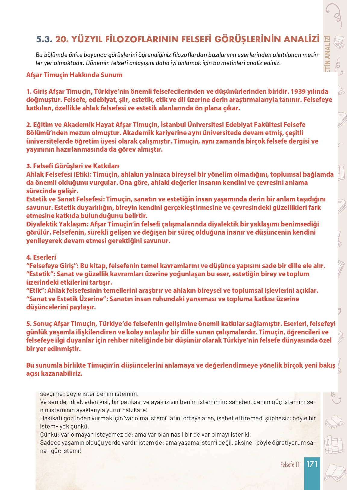 11. Sınıf Meb Yayınları Felsefe Ders Kitabı Sayfa 171 Cevapları