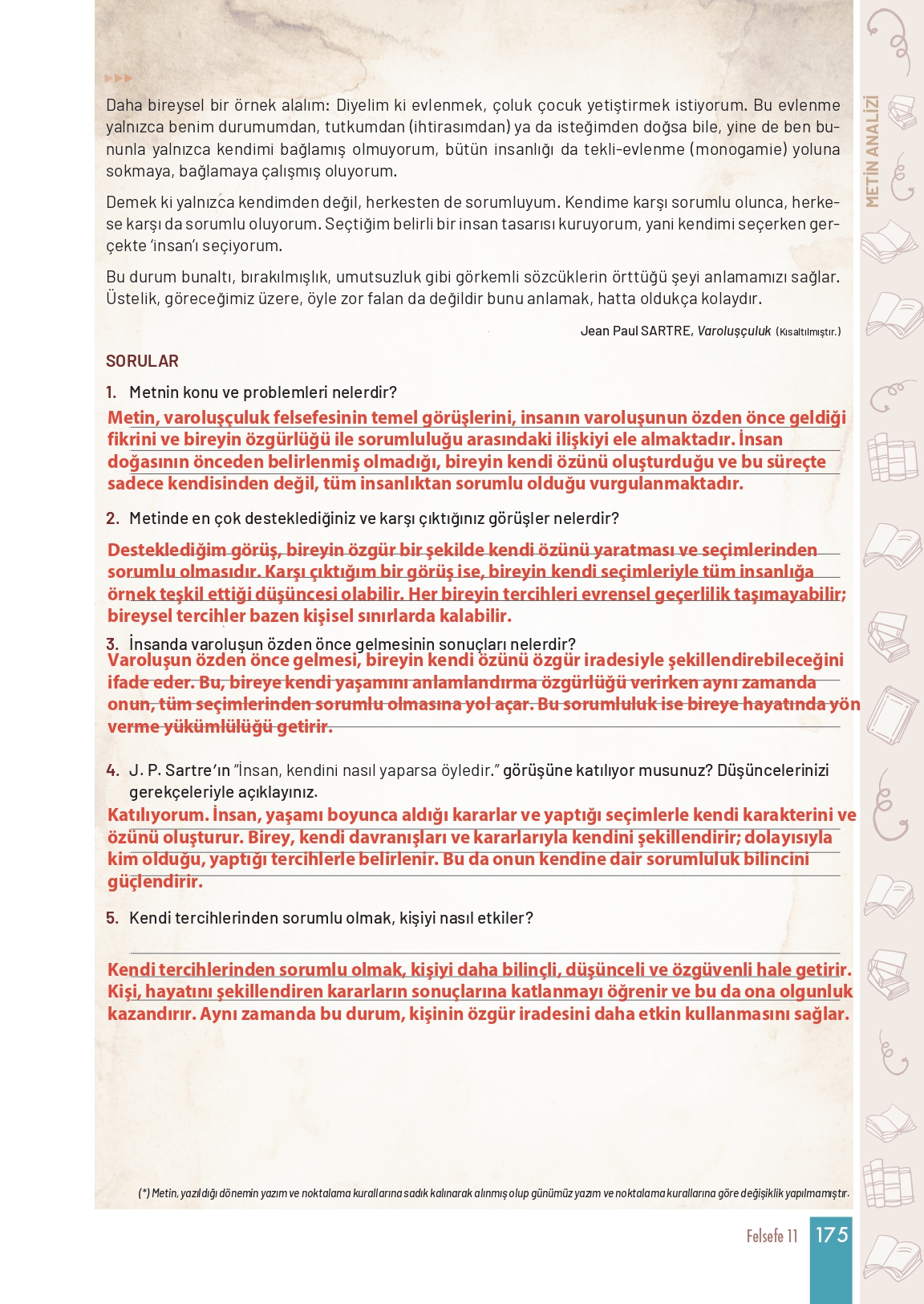 11. Sınıf Meb Yayınları Felsefe Ders Kitabı Sayfa 175 Cevapları 11. Sınıf Meb Yayınları Felsefe Ders Kitabı Sayfa 175 Cevapları
