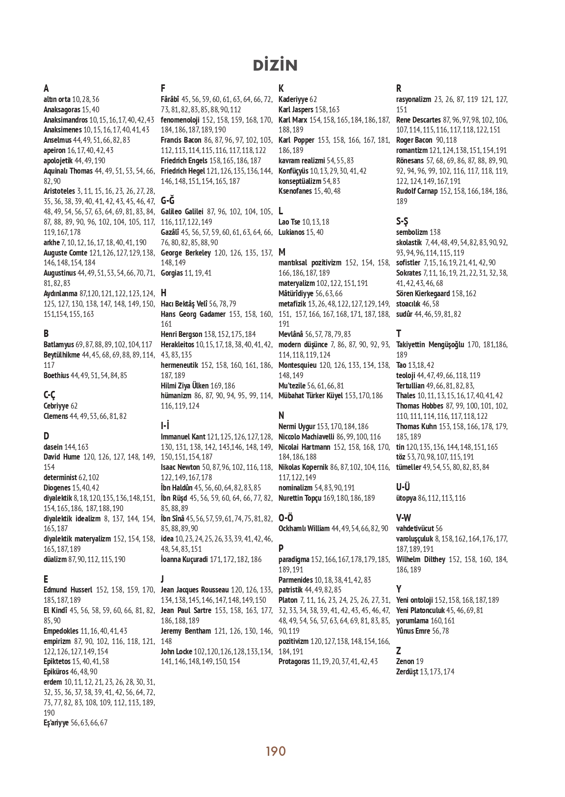 11. Sınıf Meb Yayınları Felsefe Ders Kitabı Sayfa 190 Cevapları