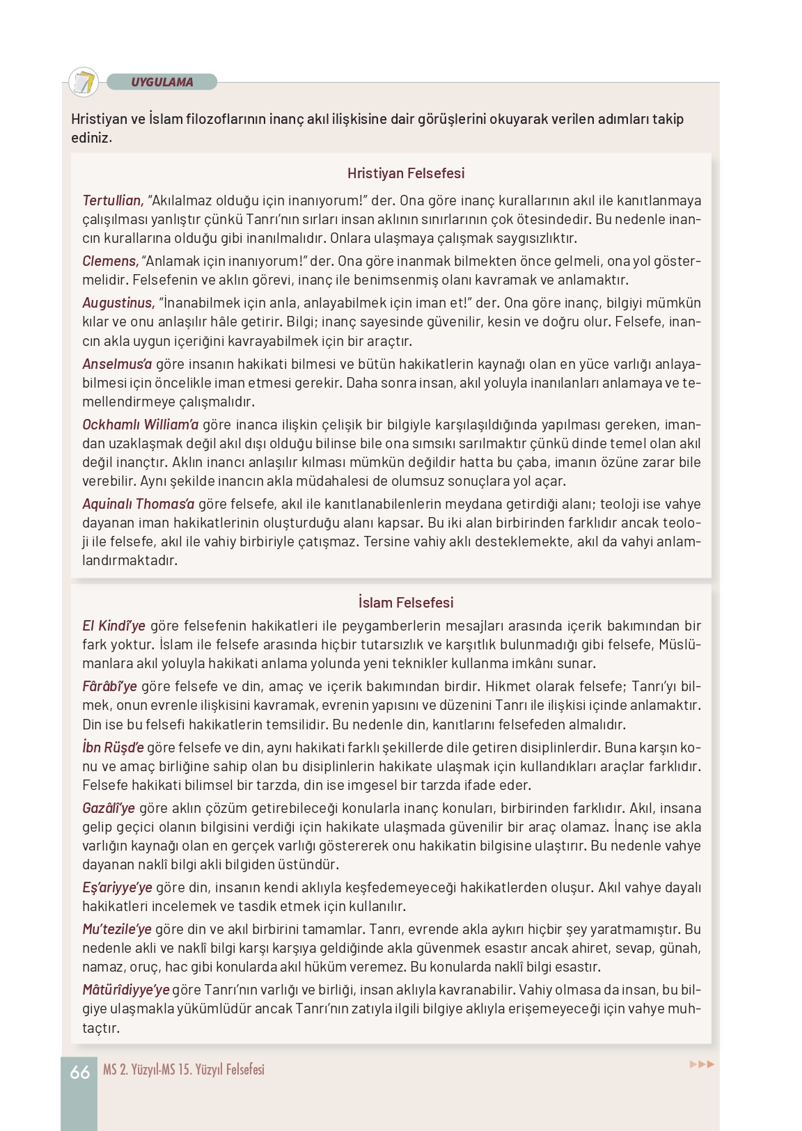 11. Sınıf Meb Yayınları Felsefe Ders Kitabı Sayfa 66 Cevapları