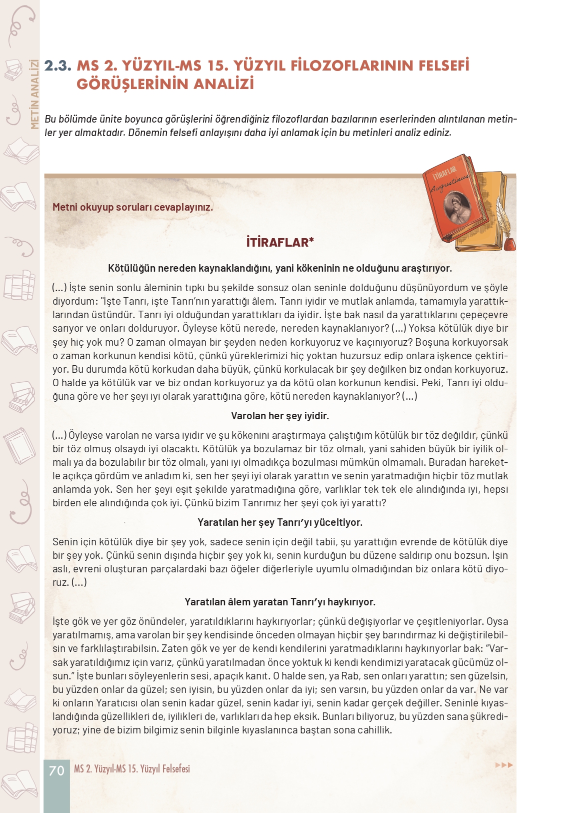 11. Sınıf Meb Yayınları Felsefe Ders Kitabı Sayfa 70 Cevapları