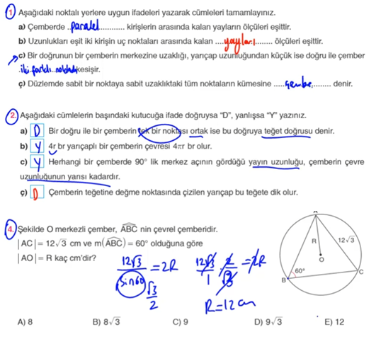 11. Sınıf Sdr Dikey Yayıncılık Matematik Ders Kitabı Sayfa 265 Cevapları