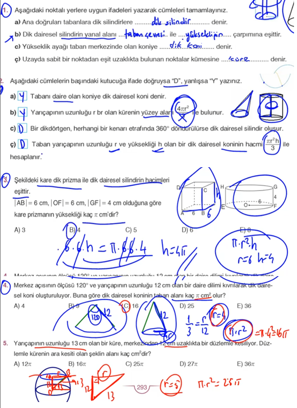 11. Sınıf Sdr Dikey Yayıncılık Matematik Ders Kitabı Sayfa 294 Cevapları