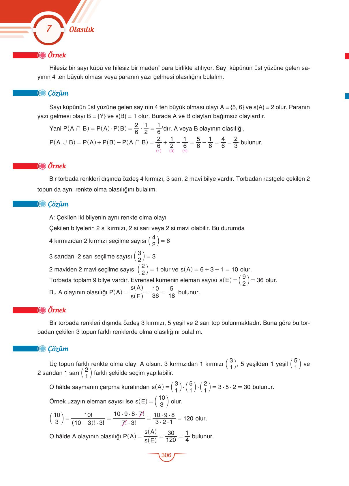 11. Sınıf Sdr Dikey Yayıncılık Matematik Ders Kitabı Sayfa 307 Cevapları