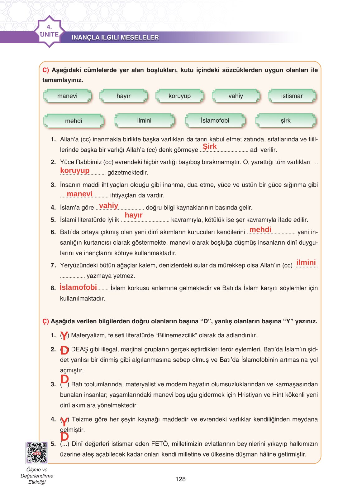 11. Sınıf Sdr İpekyolu Yayıncılık Din Kültürü Ve Ahlak Bilgisi Ders Kitabı Sayfa 128 Cevapları 11. Sınıf Sdr İpekyolu Yayıncılık Din Kültürü Ve Ahlak Bilgisi Ders Kitabı Sayfa 128 Cevapları