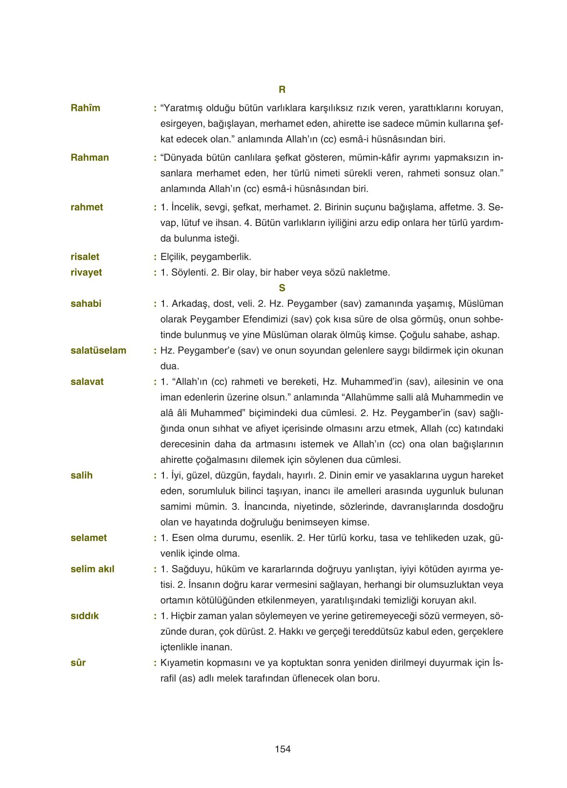 11. Sınıf Sdr İpekyolu Yayıncılık Din Kültürü Ve Ahlak Bilgisi Ders Kitabı Sayfa 154 Cevapları