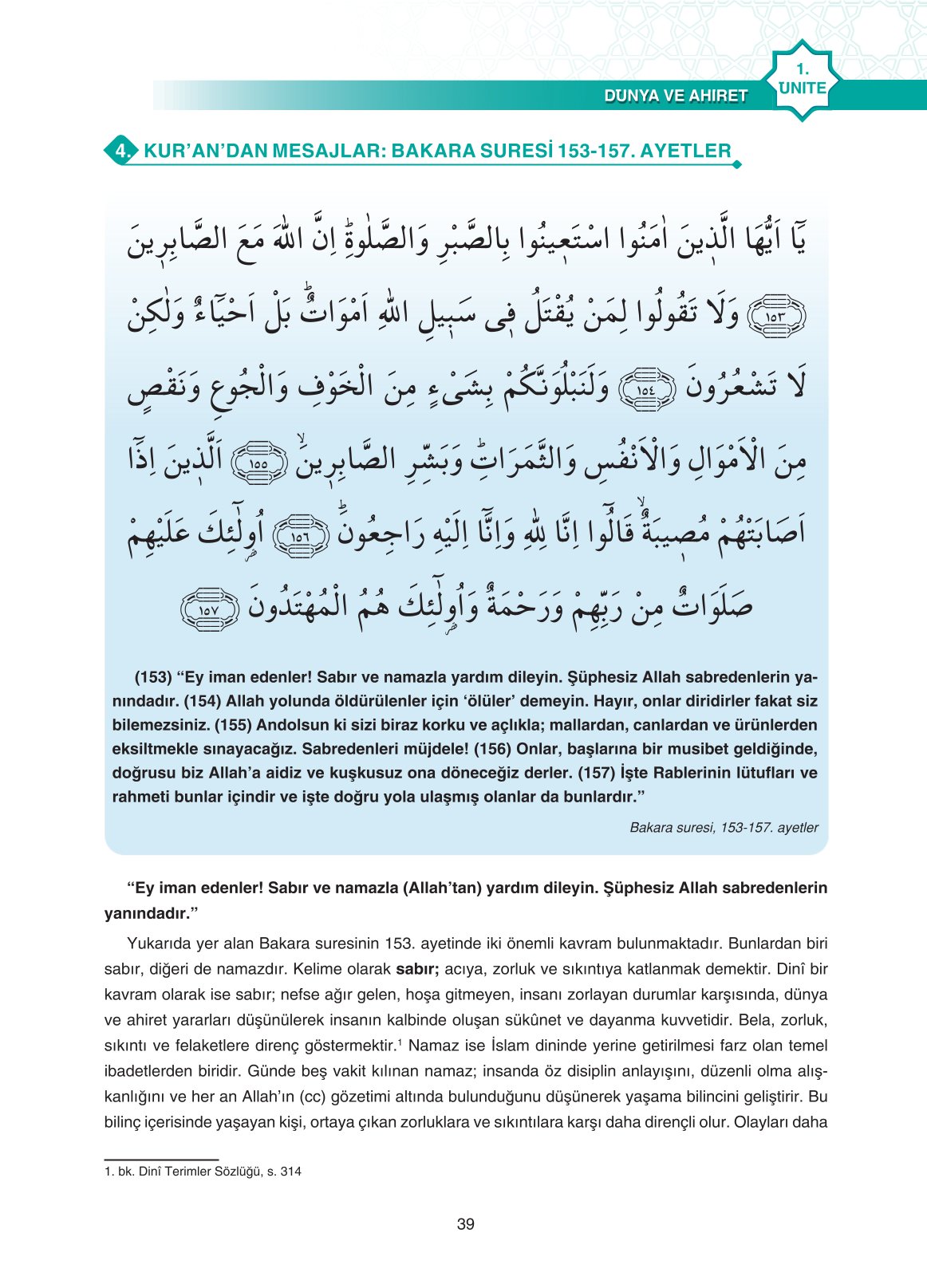 11. Sınıf Sdr İpekyolu Yayıncılık Din Kültürü Ve Ahlak Bilgisi Ders Kitabı Sayfa 39 Cevapları