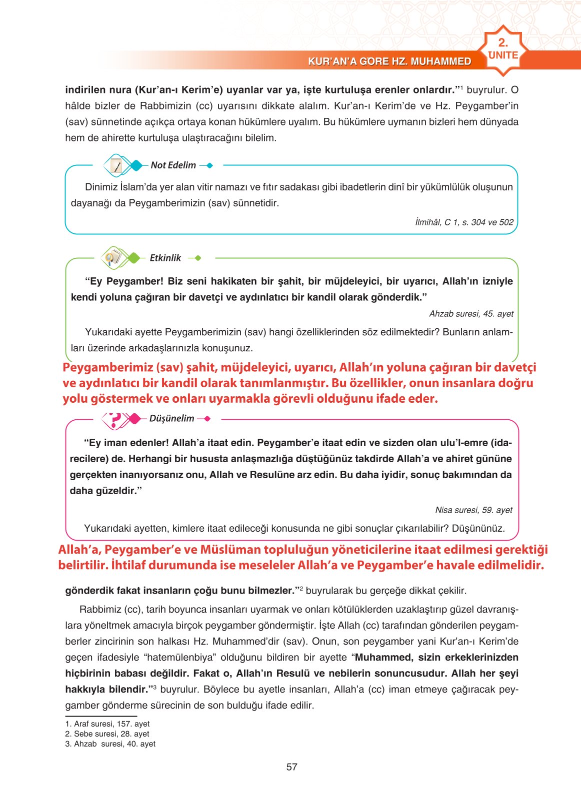 11. Sınıf Sdr İpekyolu Yayıncılık Din Kültürü Ve Ahlak Bilgisi Ders Kitabı Sayfa 57 Cevapları