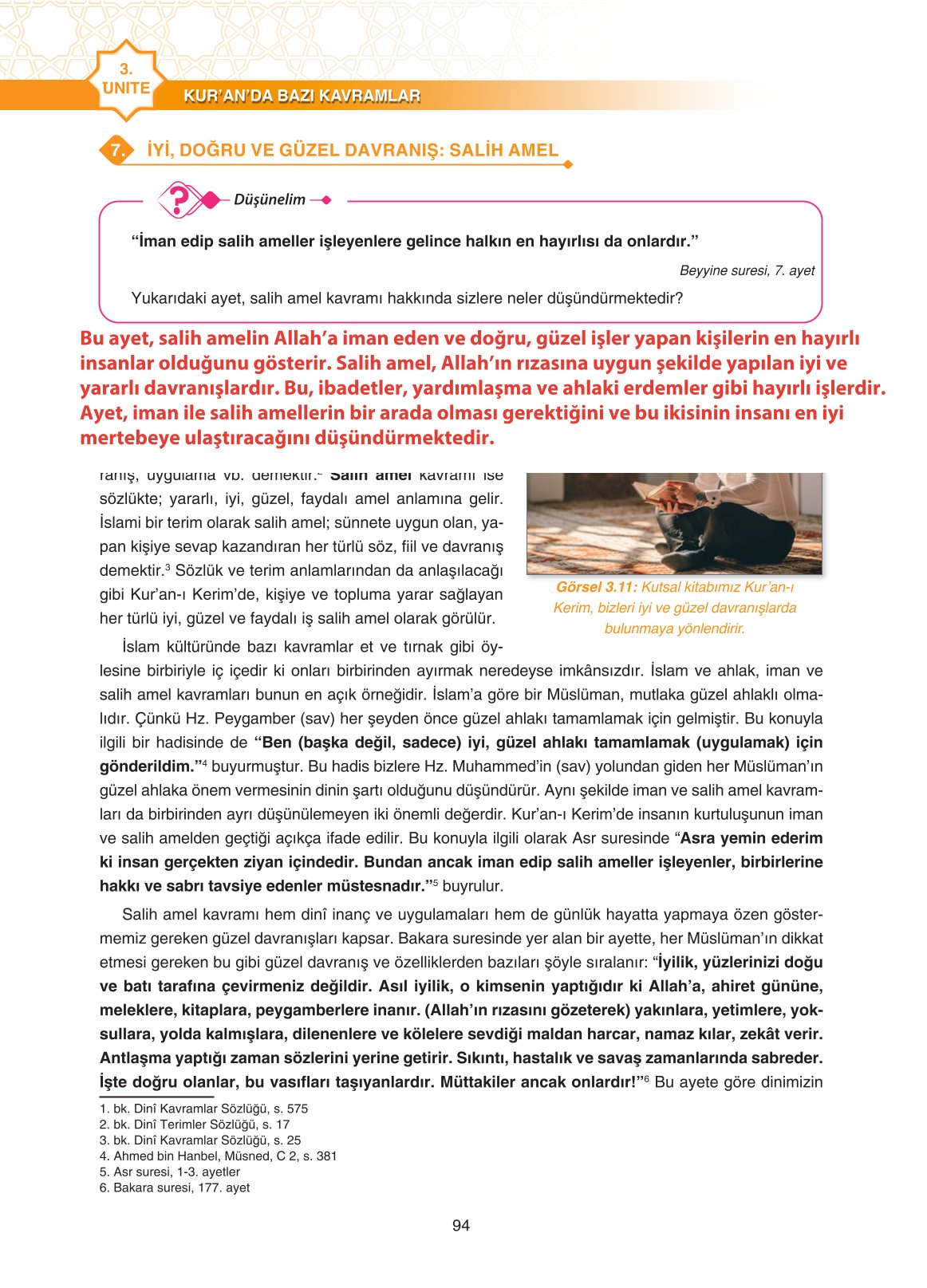 11. Sınıf Sdr İpekyolu Yayıncılık Din Kültürü Ve Ahlak Bilgisi Ders Kitabı Sayfa 94 Cevapları