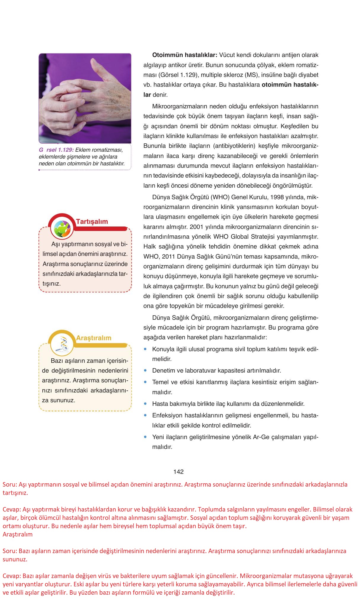 11. Sınıf Tutku Yayıncılık Biyoloji Ders Kitabı Sayfa 142 Cevapları