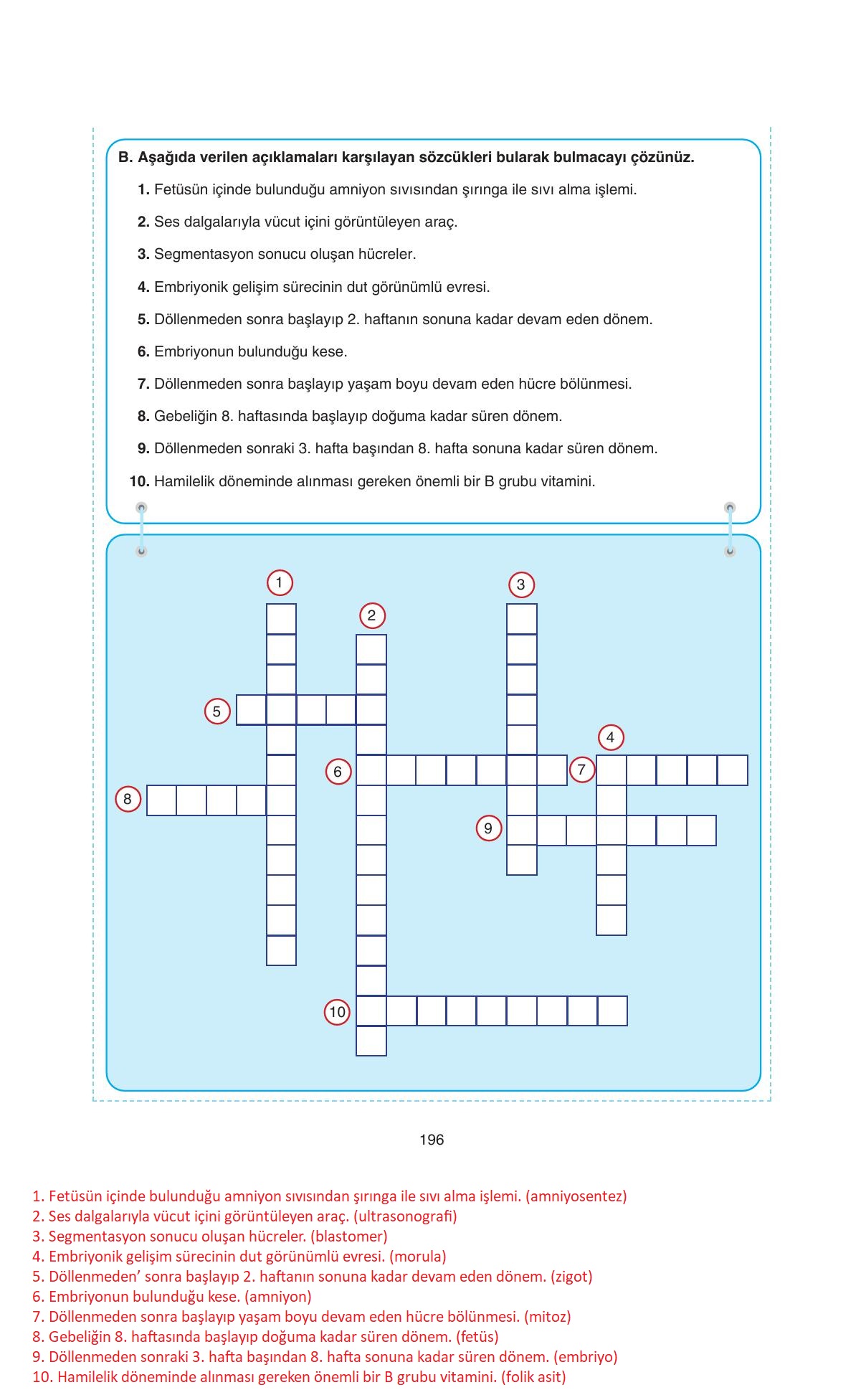 11. Sınıf Tutku Yayıncılık Biyoloji Ders Kitabı Sayfa 196 Cevapları