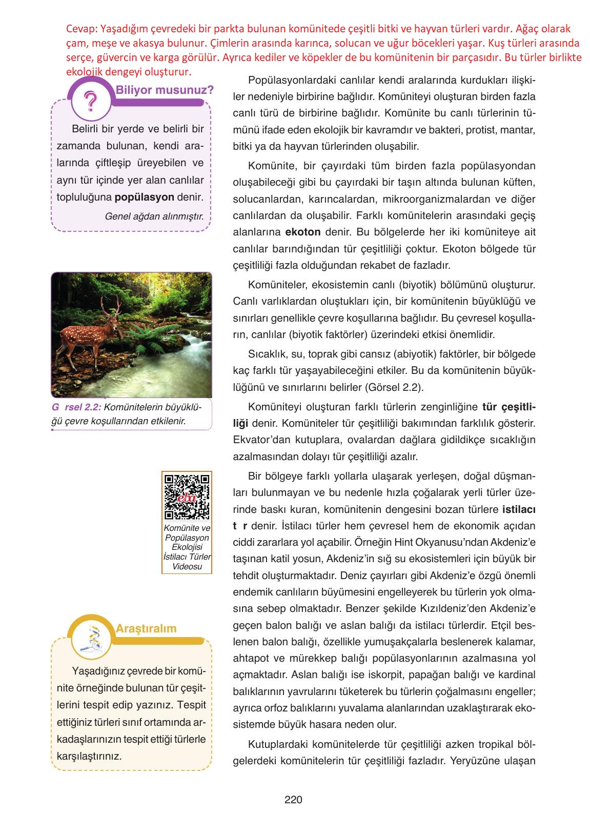 11. Sınıf Tutku Yayıncılık Biyoloji Ders Kitabı Sayfa 220 Cevapları