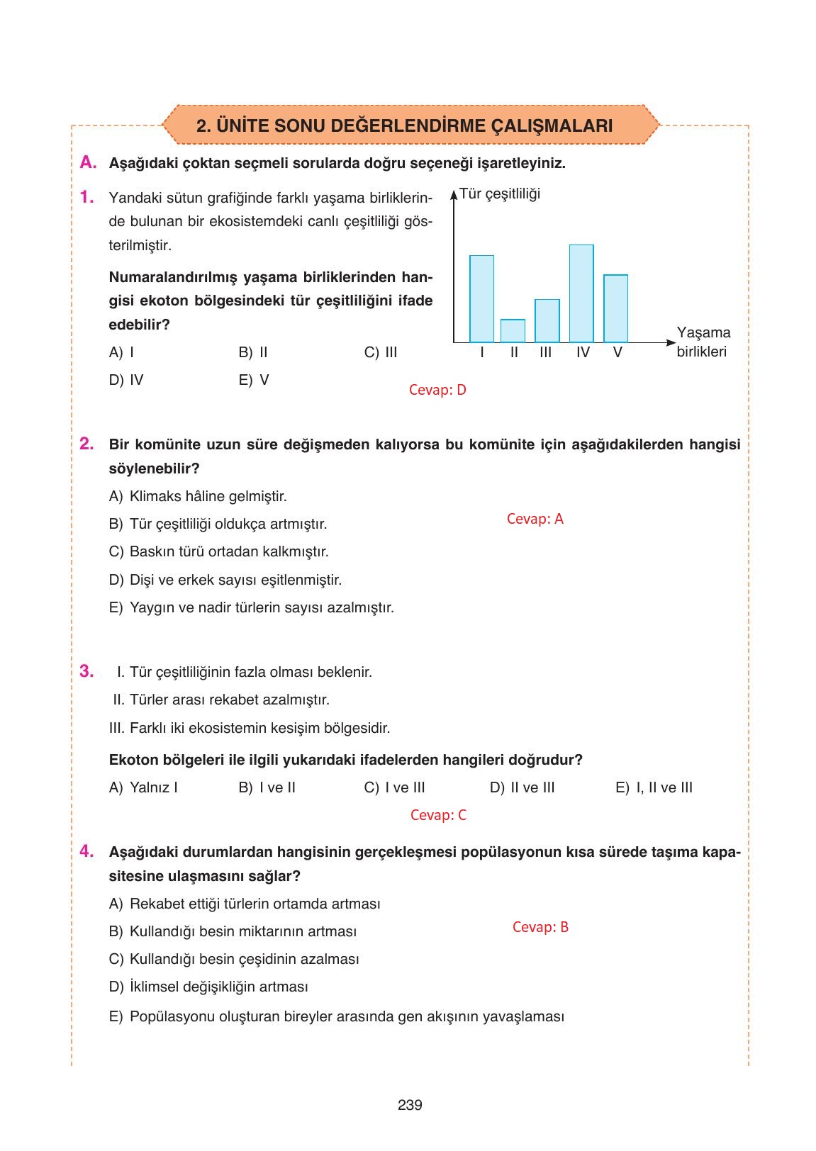 11. Sınıf Tutku Yayıncılık Biyoloji Ders Kitabı Sayfa 239 Cevapları