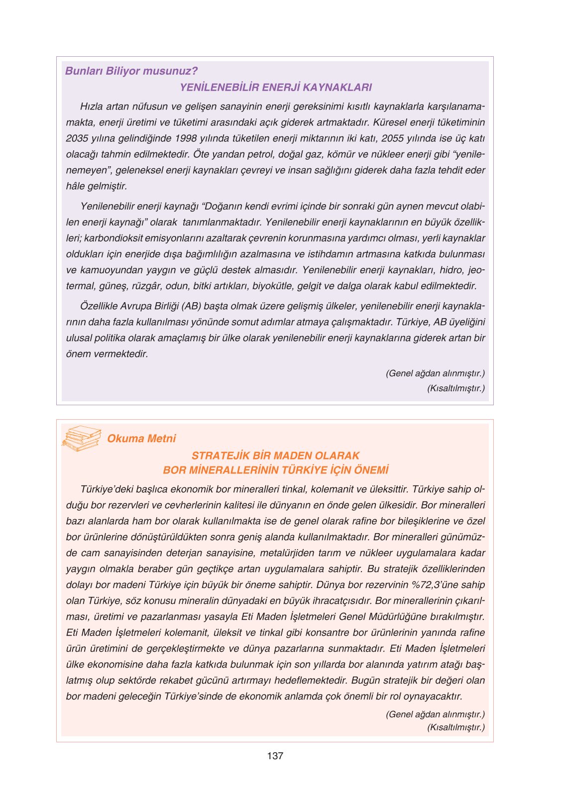 11. Sınıf Yıldırım Yayınları Coğrafya Ders Kitabı Sayfa 137 Cevapları