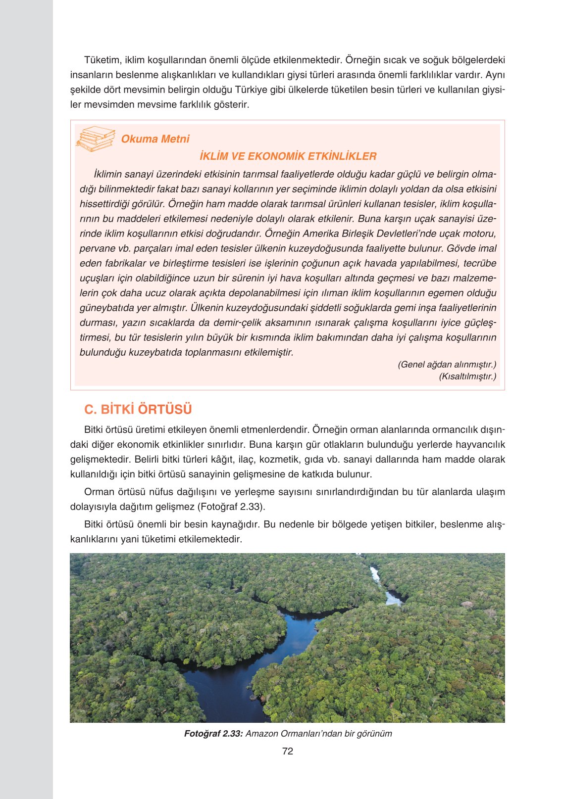 11. Sınıf Yıldırım Yayınları Coğrafya Ders Kitabı Sayfa 72 Cevapları