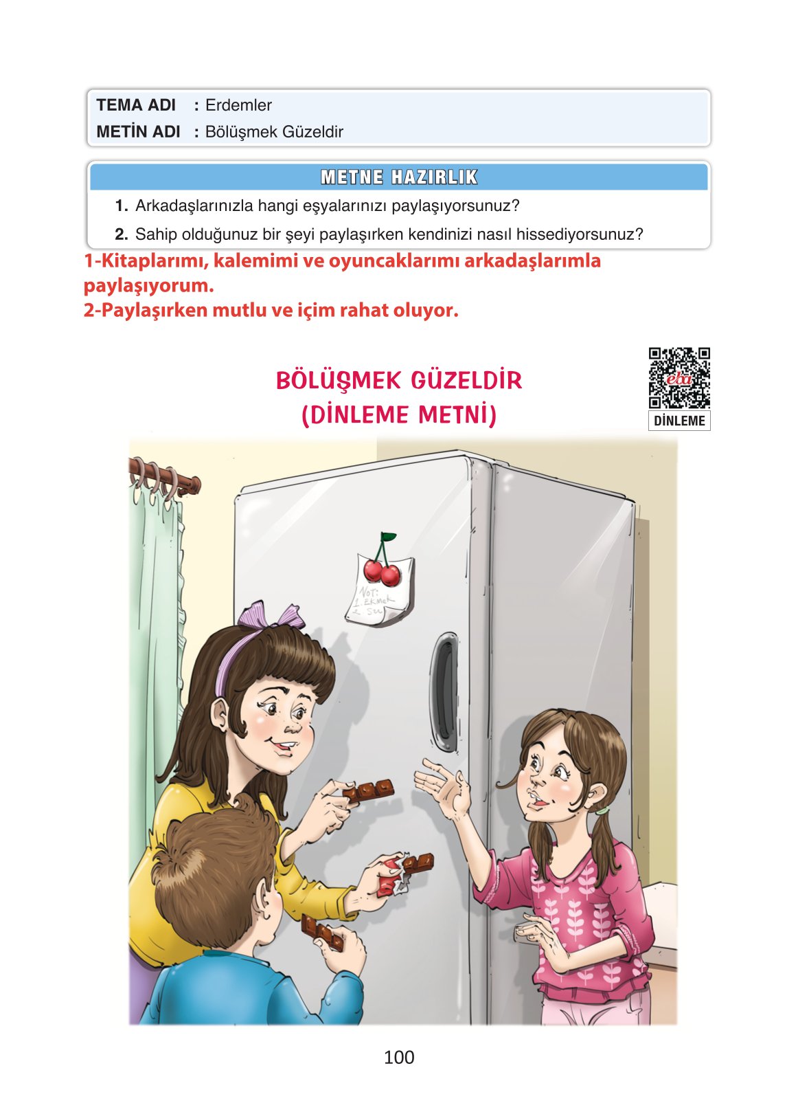 4. Sınıf Ada Yayıncılık Türkçe Ders Kitabı Sayfa 100 Cevapları