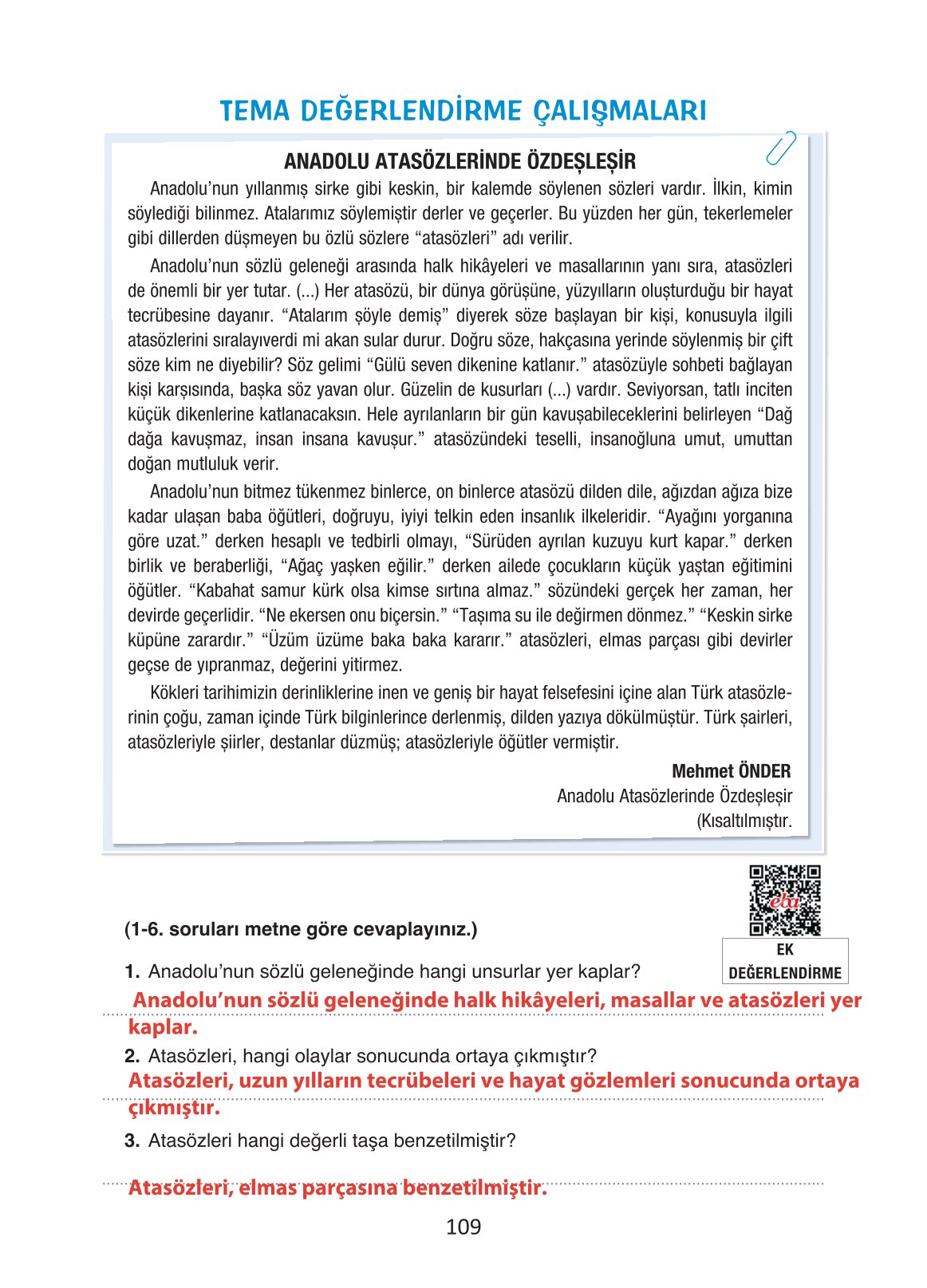 4. Sınıf Ada Yayıncılık Türkçe Ders Kitabı Sayfa 109 Cevapları 4. Sınıf Ada Yayıncılık Türkçe Ders Kitabı Sayfa 109 Cevapları
