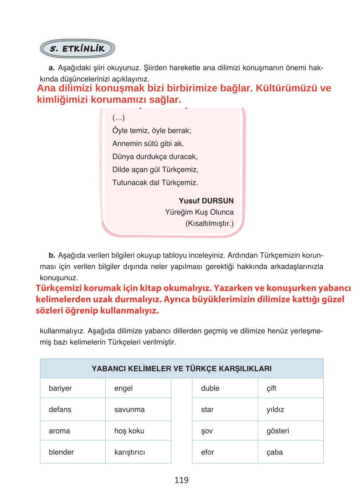 4. Sınıf Ada Yayıncılık Türkçe Ders Kitabı Sayfa 119 Cevapları