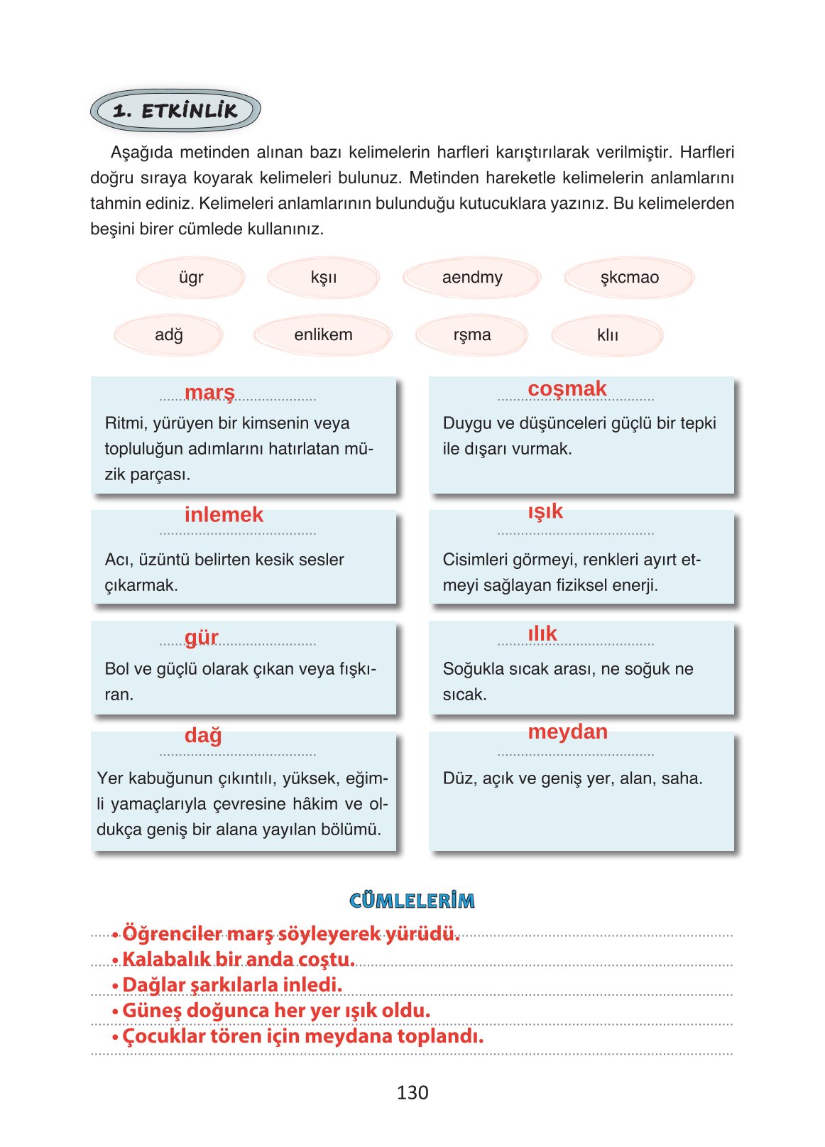 4. Sınıf Ada Yayıncılık Türkçe Ders Kitabı Sayfa 130 Cevapları