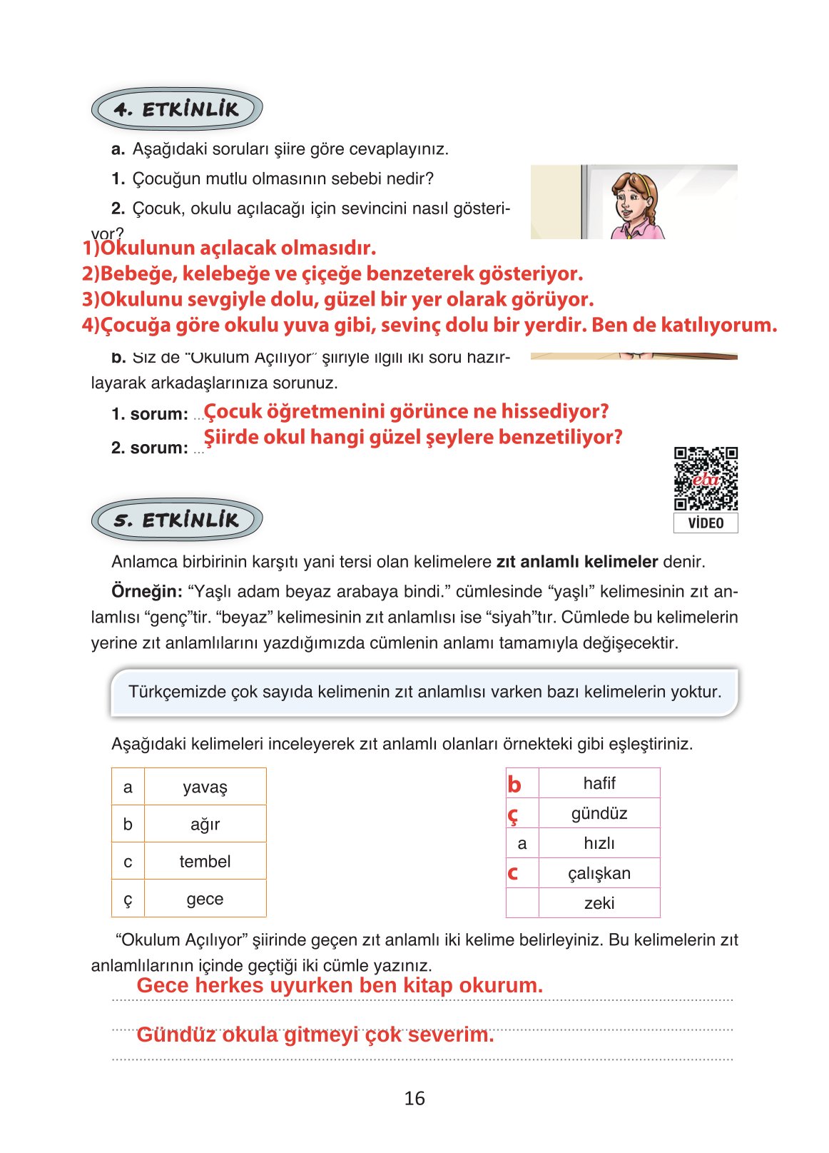 4. Sınıf Ada Yayıncılık Türkçe Ders Kitabı Sayfa 16 Cevapları