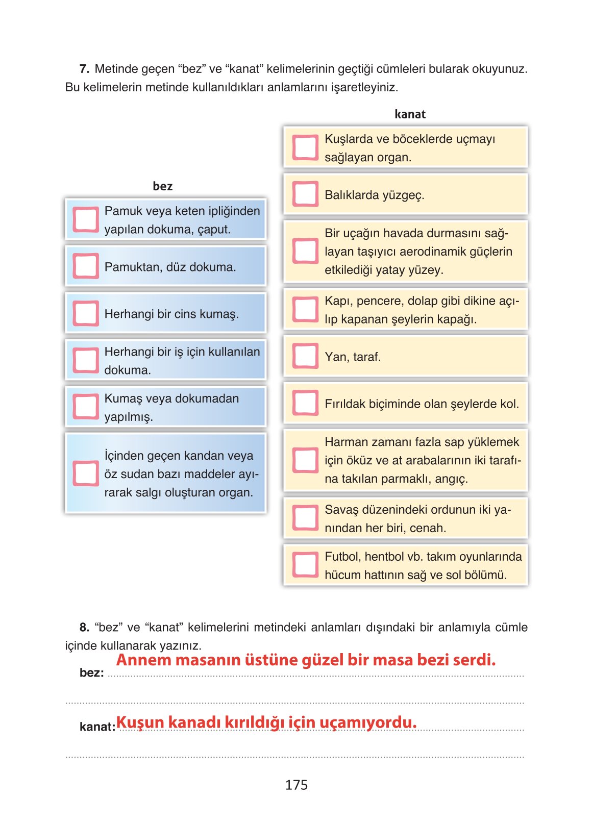 4. Sınıf Ada Yayıncılık Türkçe Ders Kitabı Sayfa 175 Cevapları