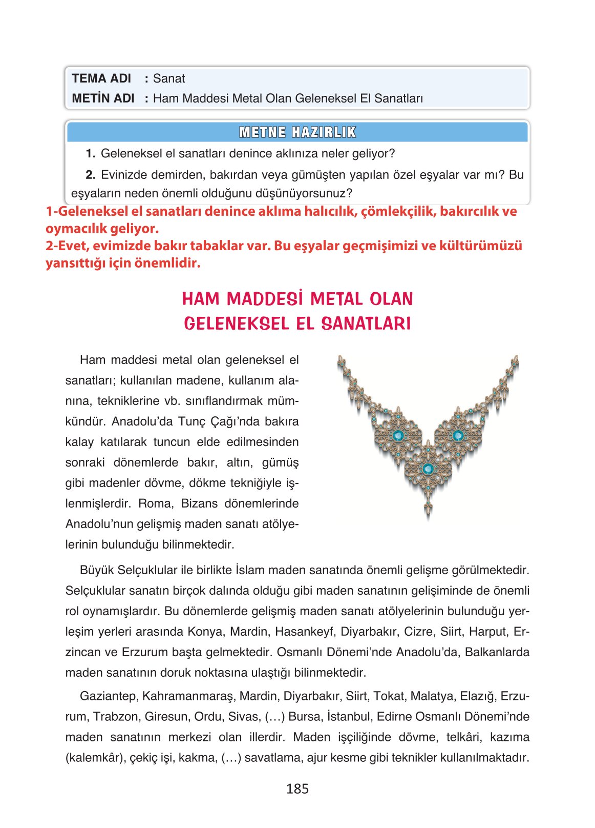 4. Sınıf Ada Yayıncılık Türkçe Ders Kitabı Sayfa 185 Cevapları