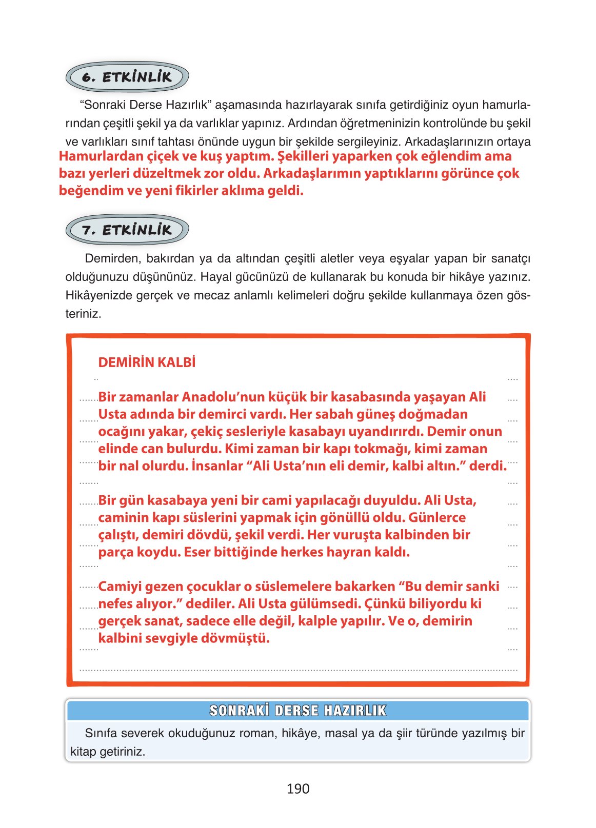 4. Sınıf Ada Yayıncılık Türkçe Ders Kitabı Sayfa 190 Cevapları