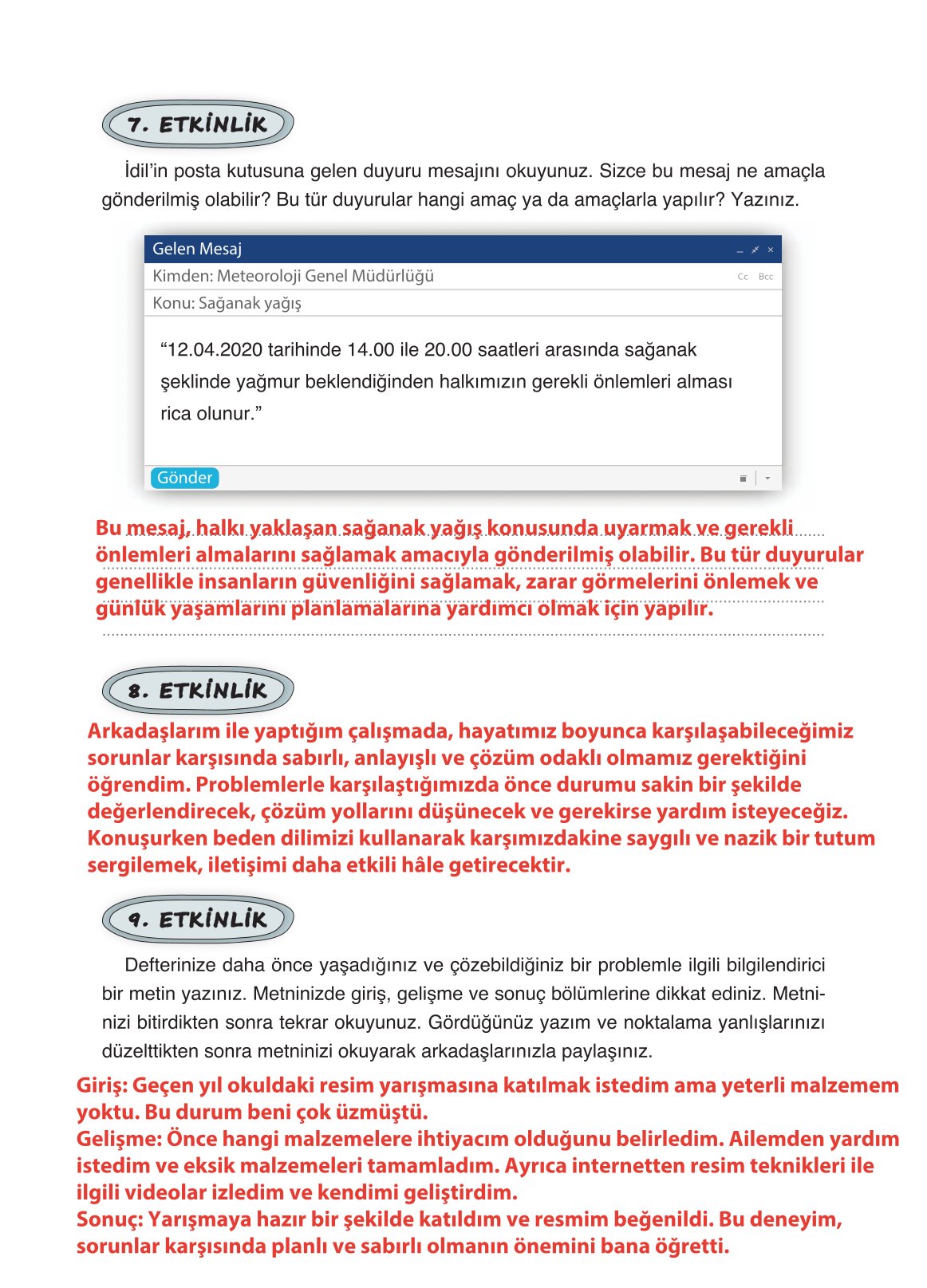 4. Sınıf Ada Yayıncılık Türkçe Ders Kitabı Sayfa 219 Cevapları