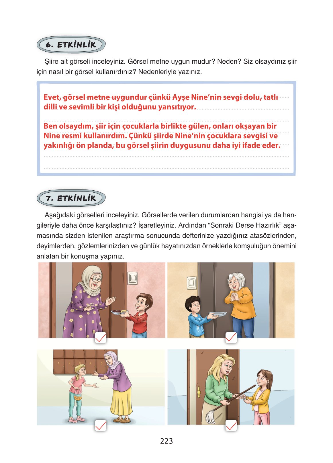 4. Sınıf Ada Yayıncılık Türkçe Ders Kitabı Sayfa 223 Cevapları