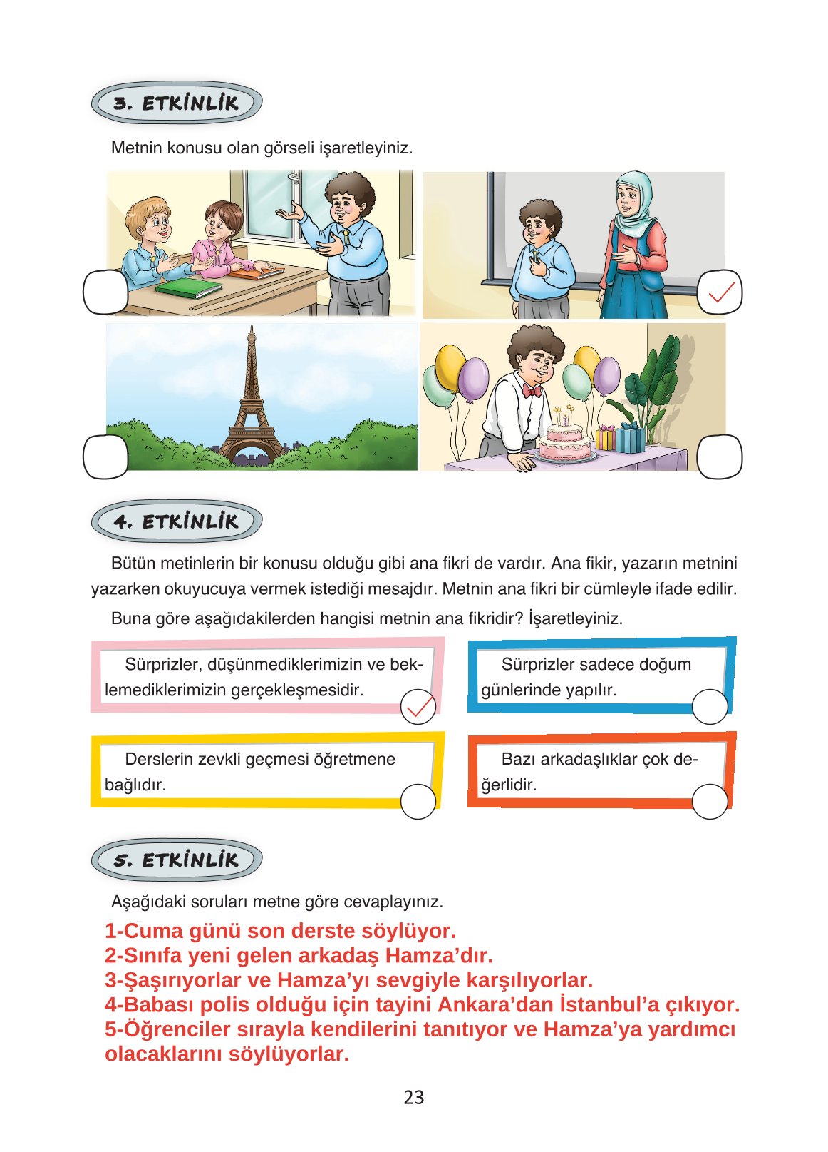 4. Sınıf Ada Yayıncılık Türkçe Ders Kitabı Sayfa 23 Cevapları