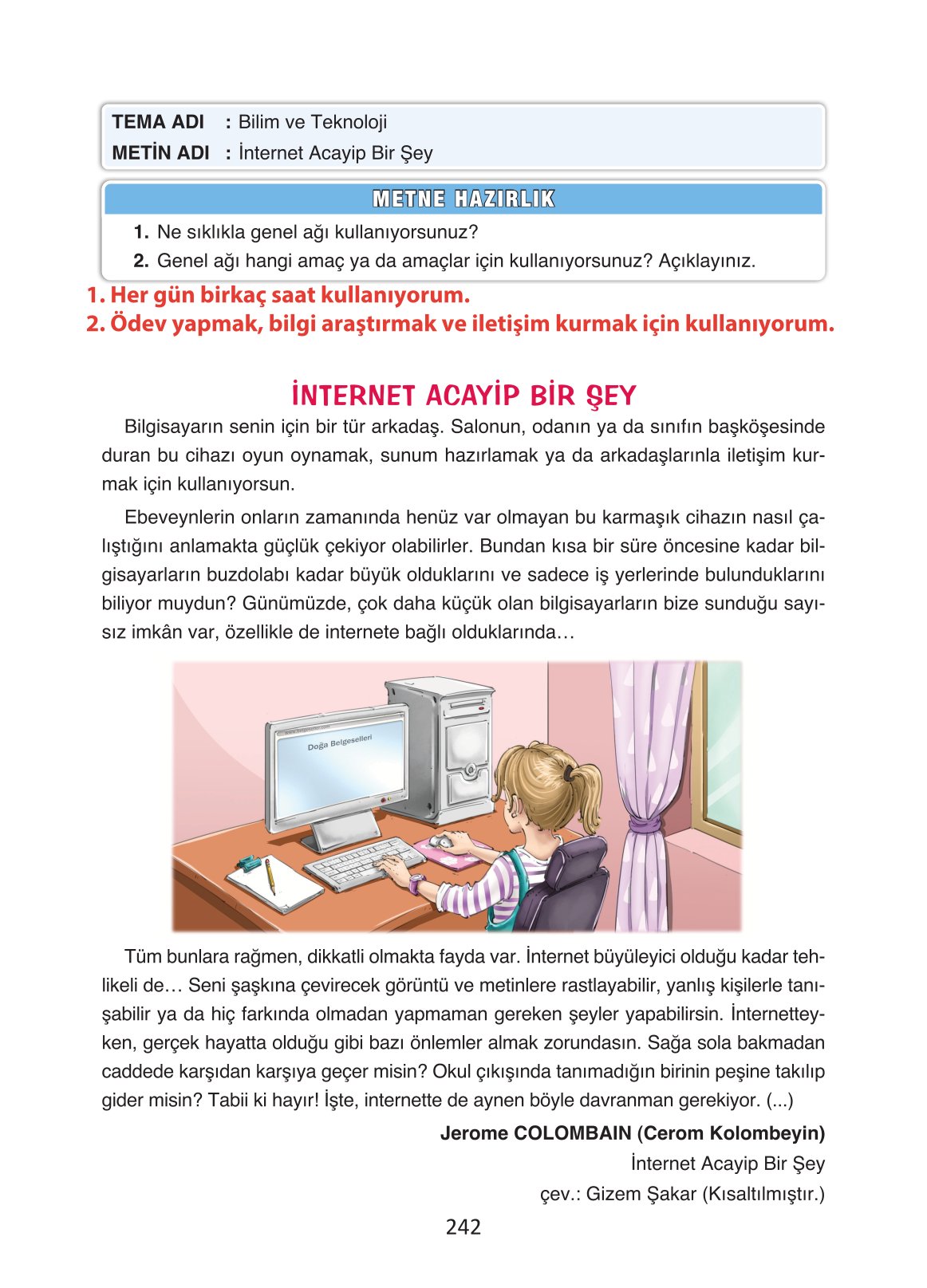 4. Sınıf Ada Yayıncılık Türkçe Ders Kitabı Sayfa 242 Cevapları