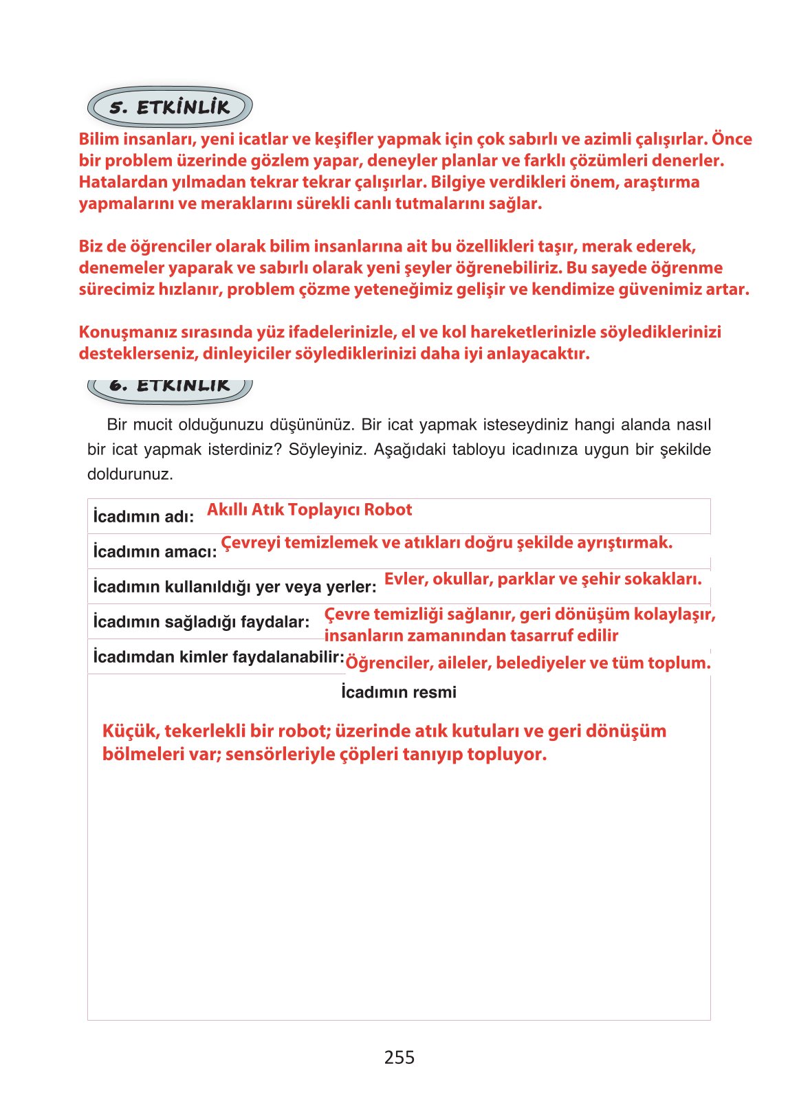 4. Sınıf Ada Yayıncılık Türkçe Ders Kitabı Sayfa 255 Cevapları