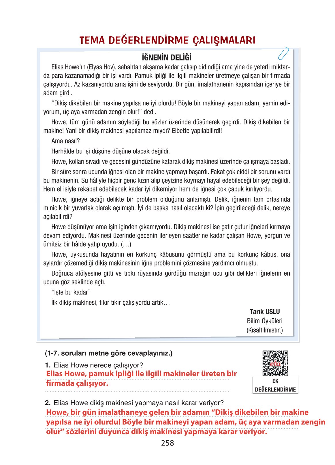 4. Sınıf Ada Yayıncılık Türkçe Ders Kitabı Sayfa 258 Cevapları