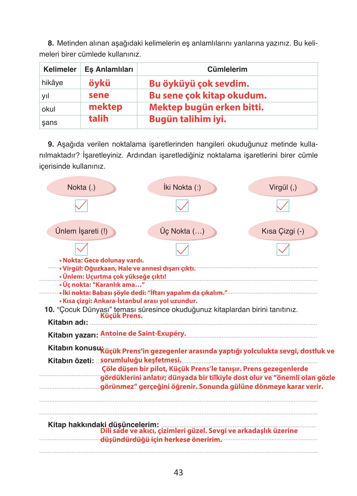 4. Sınıf Ada Yayıncılık Türkçe Ders Kitabı Sayfa 43 Cevapları 4. Sınıf Ada Yayıncılık Türkçe Ders Kitabı Sayfa 43 Cevapları