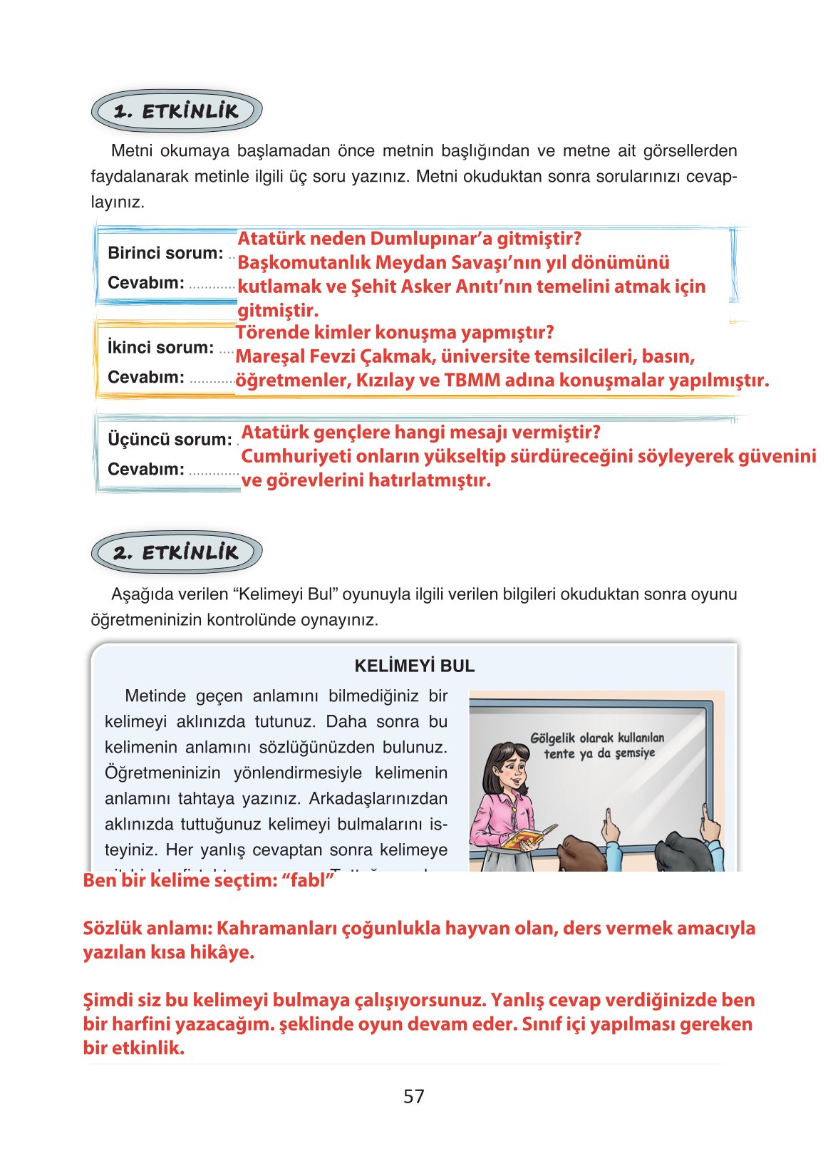 4. Sınıf Ada Yayıncılık Türkçe Ders Kitabı Sayfa 57 Cevapları