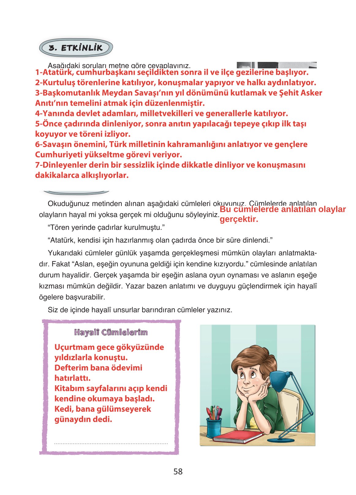 4. Sınıf Ada Yayıncılık Türkçe Ders Kitabı Sayfa 58 Cevapları