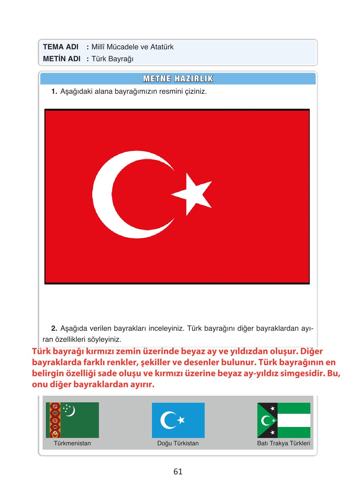 4. Sınıf Ada Yayıncılık Türkçe Ders Kitabı Sayfa 61 Cevapları