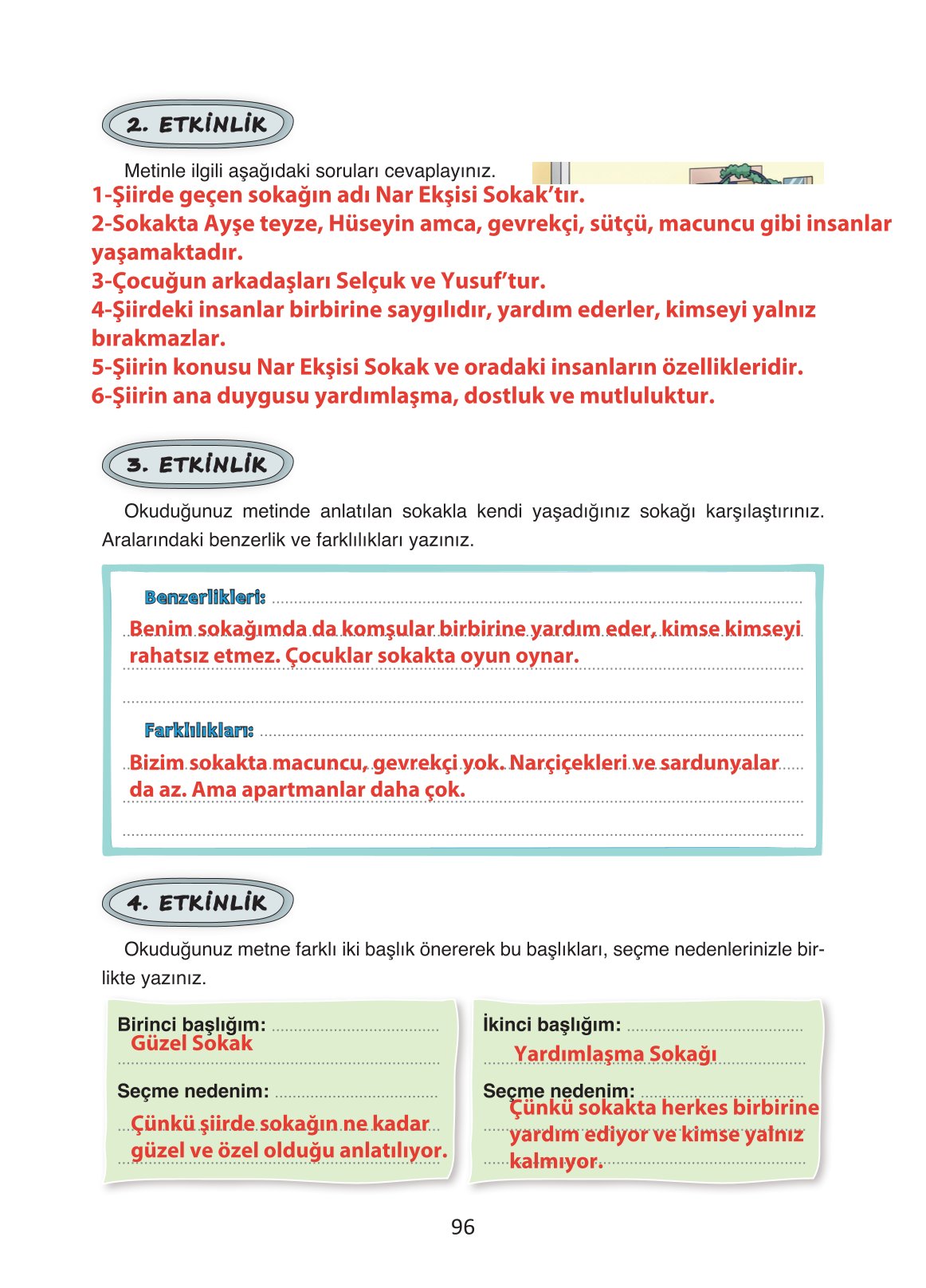 4. Sınıf Ada Yayıncılık Türkçe Ders Kitabı Sayfa 96 Cevapları