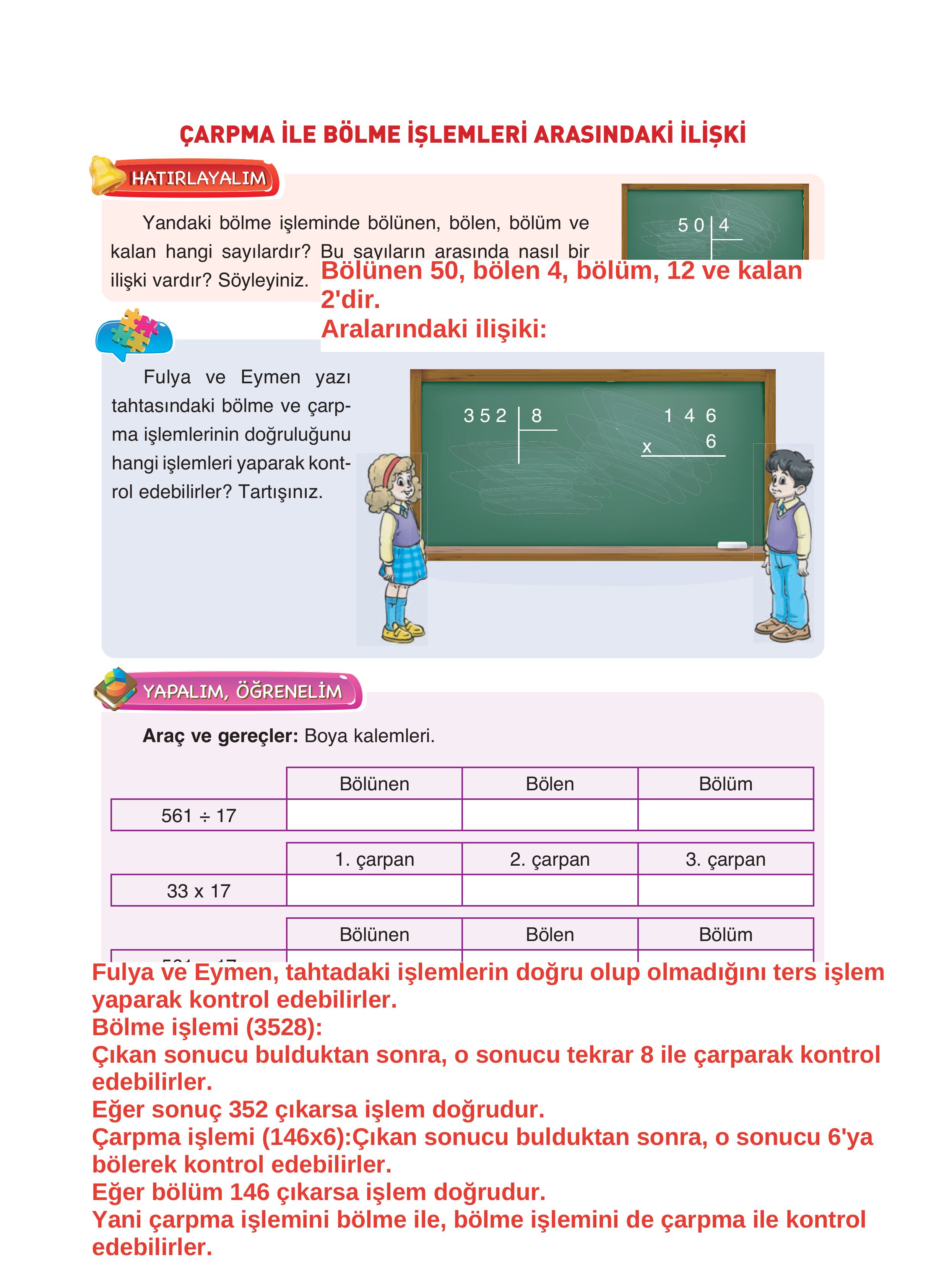 4. Sınıf Fersa Yayınları Matematik Ders Kitabı Sayfa 109 Cevapları