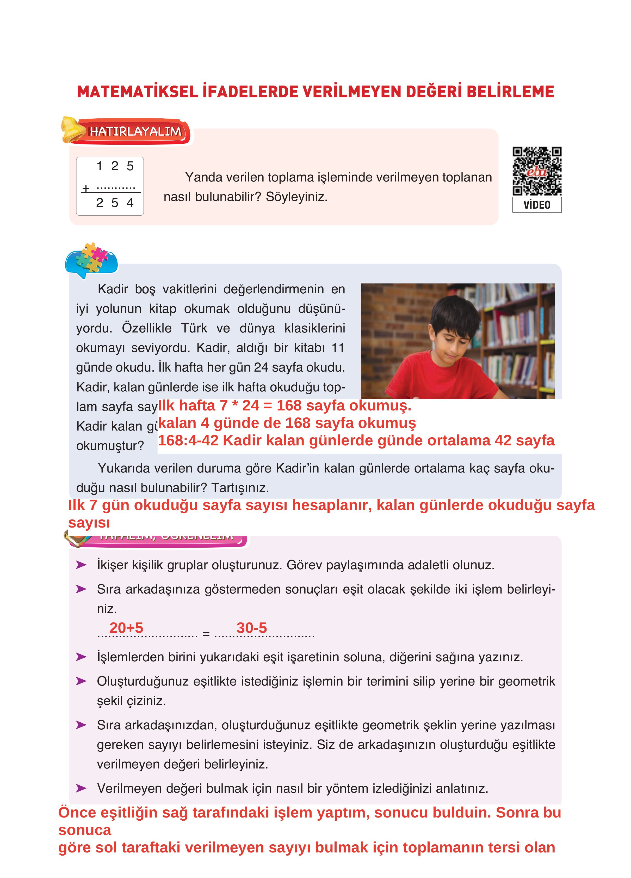 4. Sınıf Fersa Yayınları Matematik Ders Kitabı Sayfa 119 Cevapları