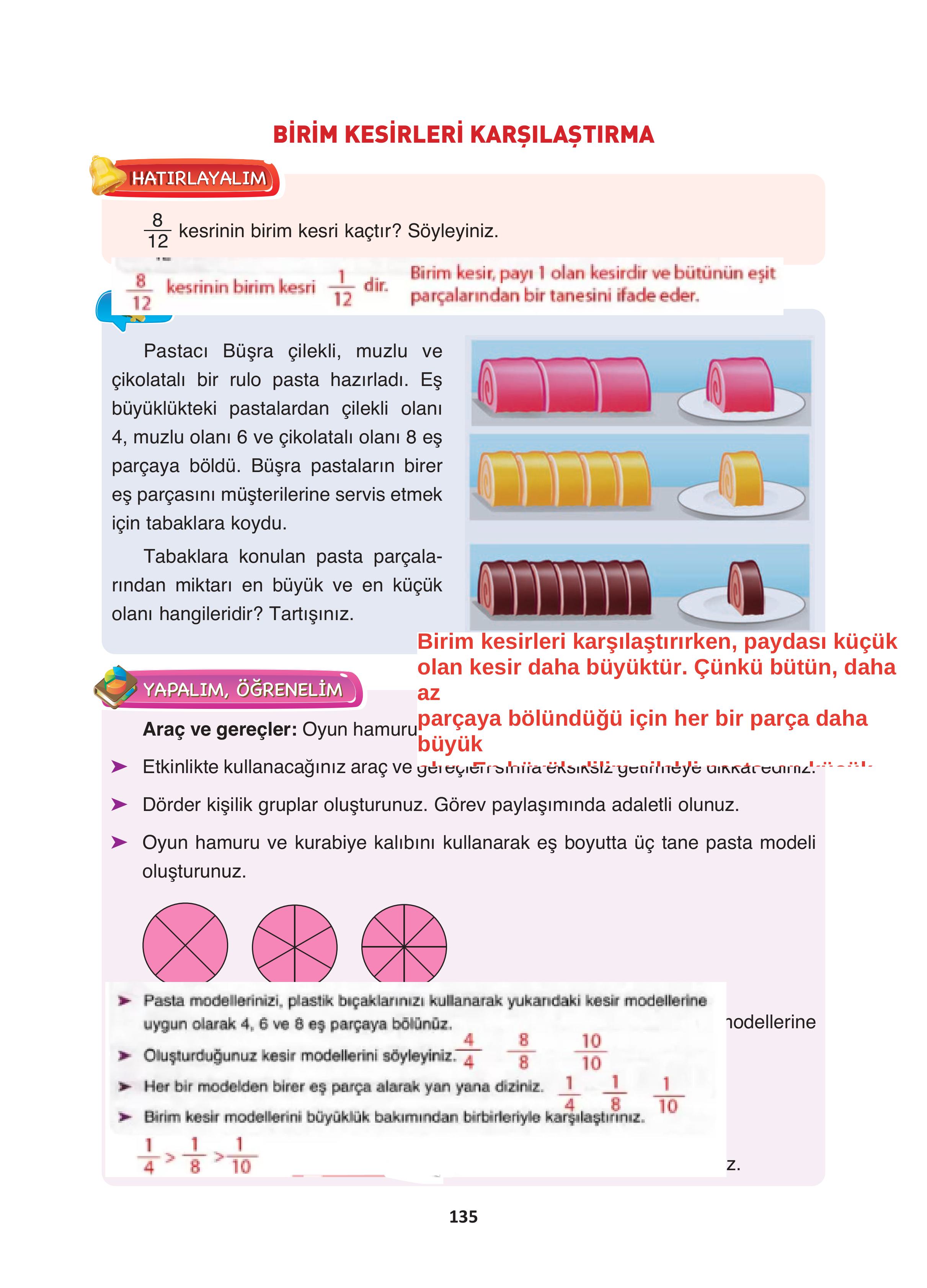 4. Sınıf Fersa Yayınları Matematik Ders Kitabı Sayfa 135 Cevapları