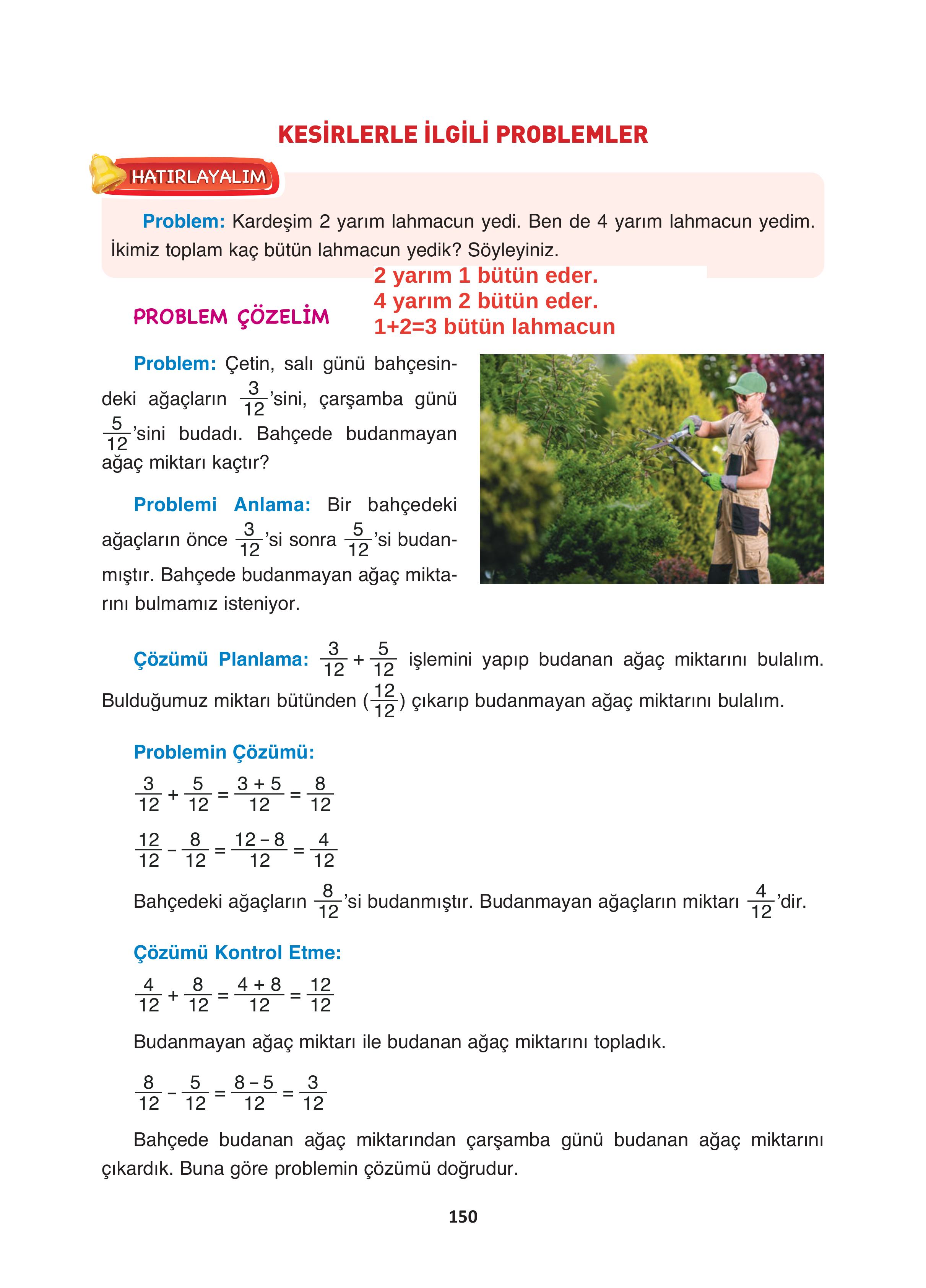 4. Sınıf Fersa Yayınları Matematik Ders Kitabı Sayfa 150 Cevapları