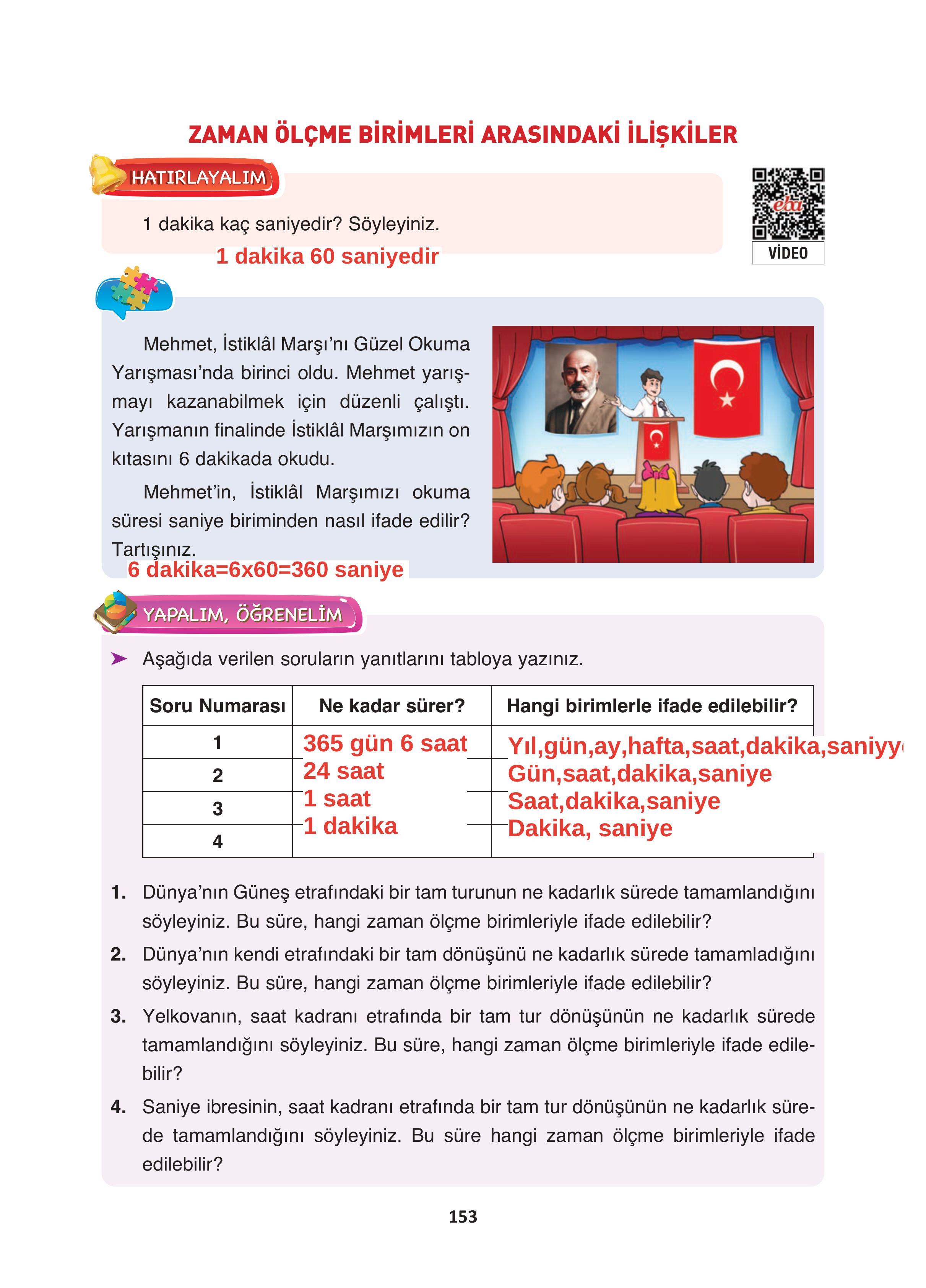 4. Sınıf Fersa Yayınları Matematik Ders Kitabı Sayfa 153 Cevapları