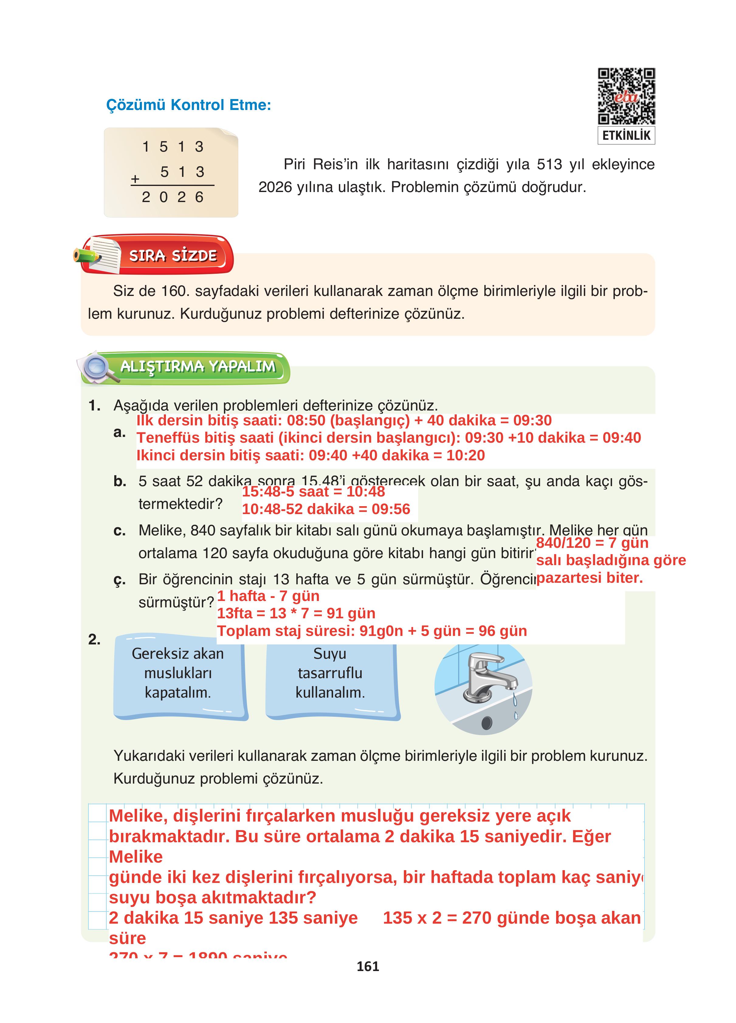 4. Sınıf Fersa Yayınları Matematik Ders Kitabı Sayfa 161 Cevapları