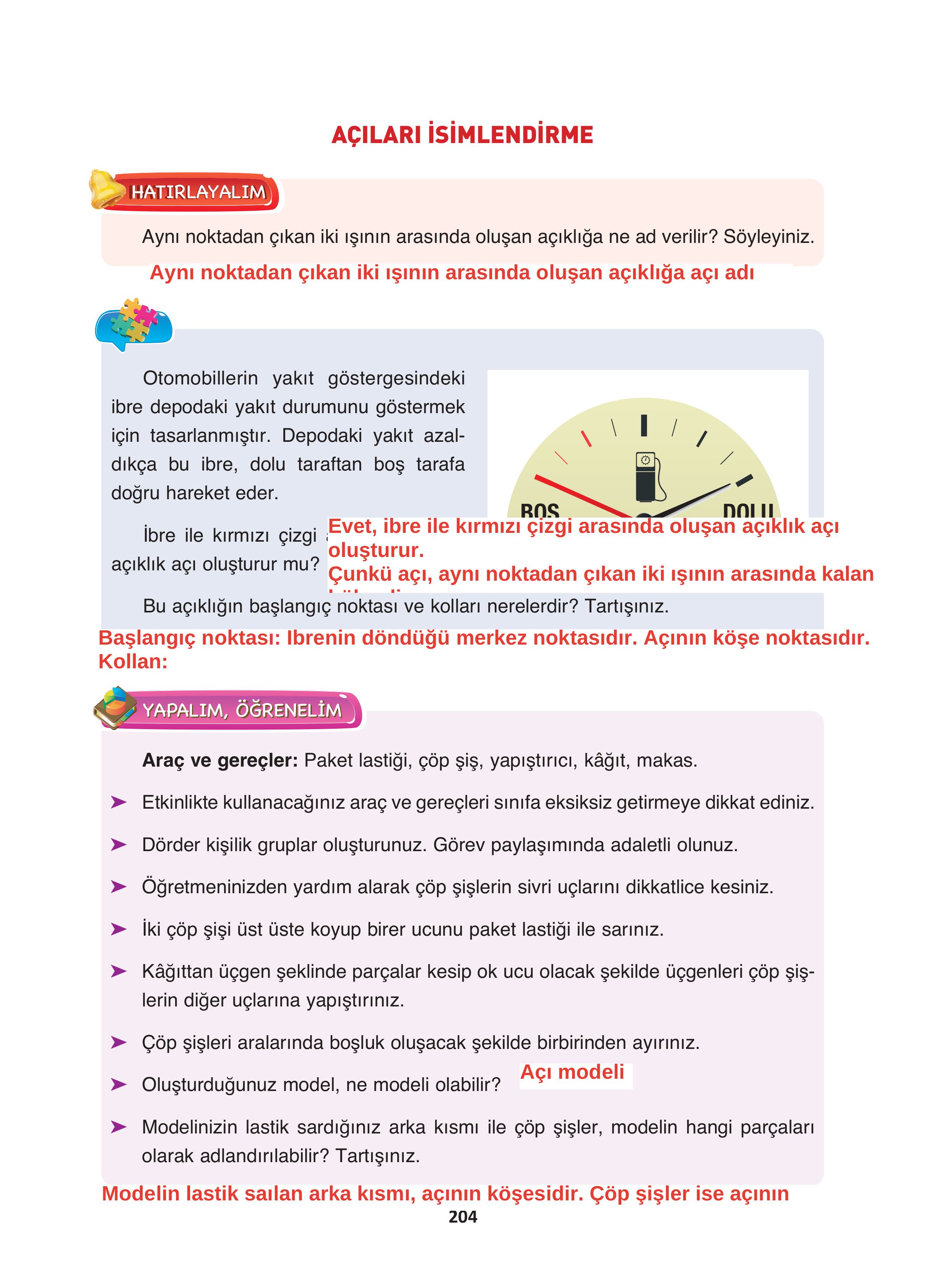 4. Sınıf Fersa Yayınları Matematik Ders Kitabı Sayfa 204 Cevapları